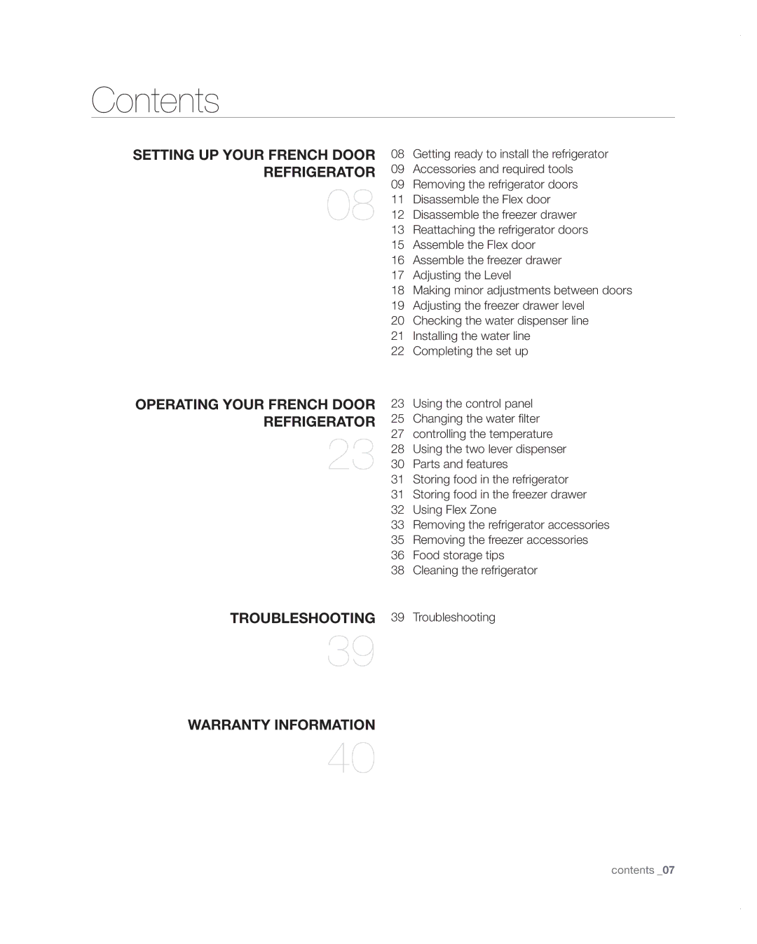 Samsung RF4287HARS user manual Contents 