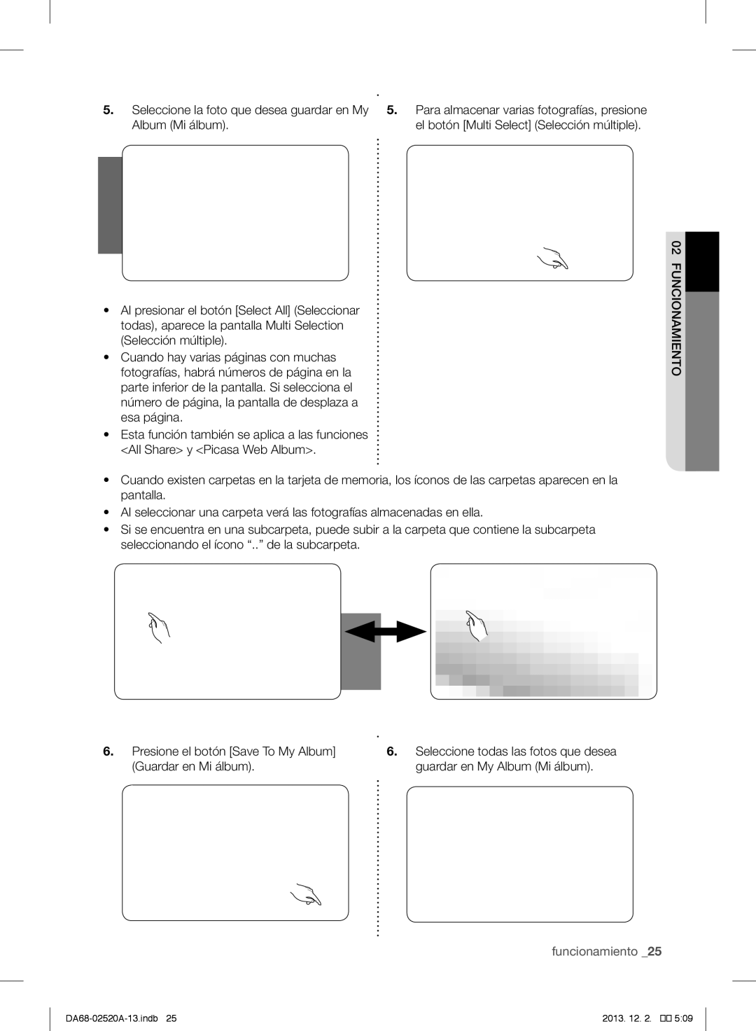 Samsung RF4289HAR user manual El botón Multi Select Selección múltiple 