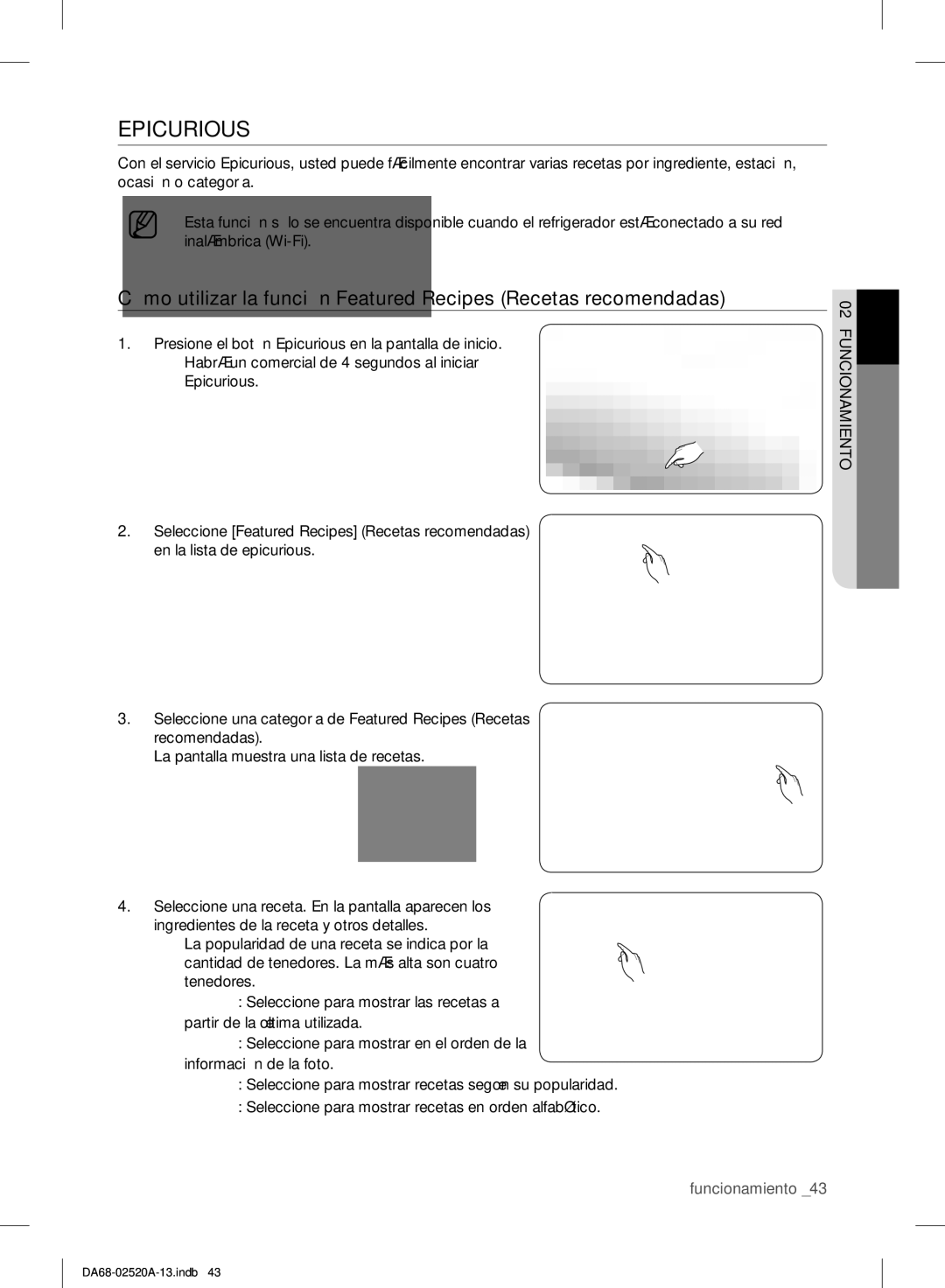 Samsung RF4289HAR user manual Epicurious 