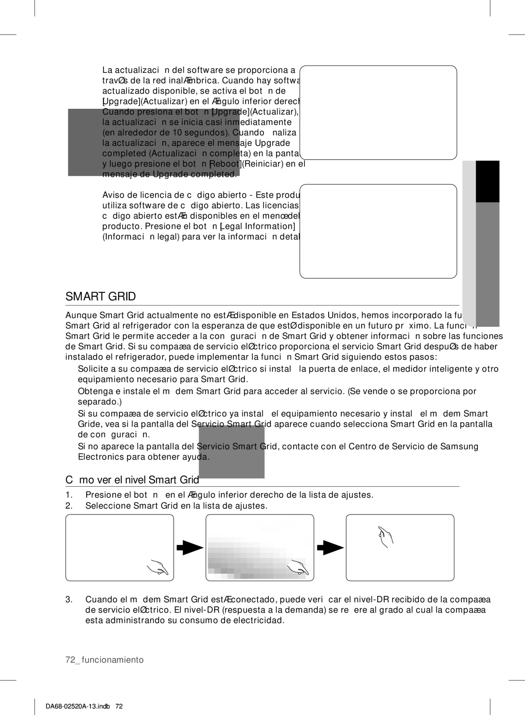 Samsung RF4289HAR user manual Cómo ver el nivel Smart Grid 