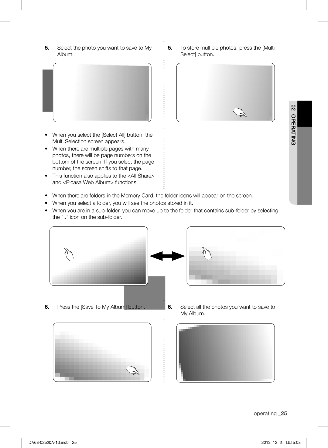 Samsung RF4289HAR user manual Operating 