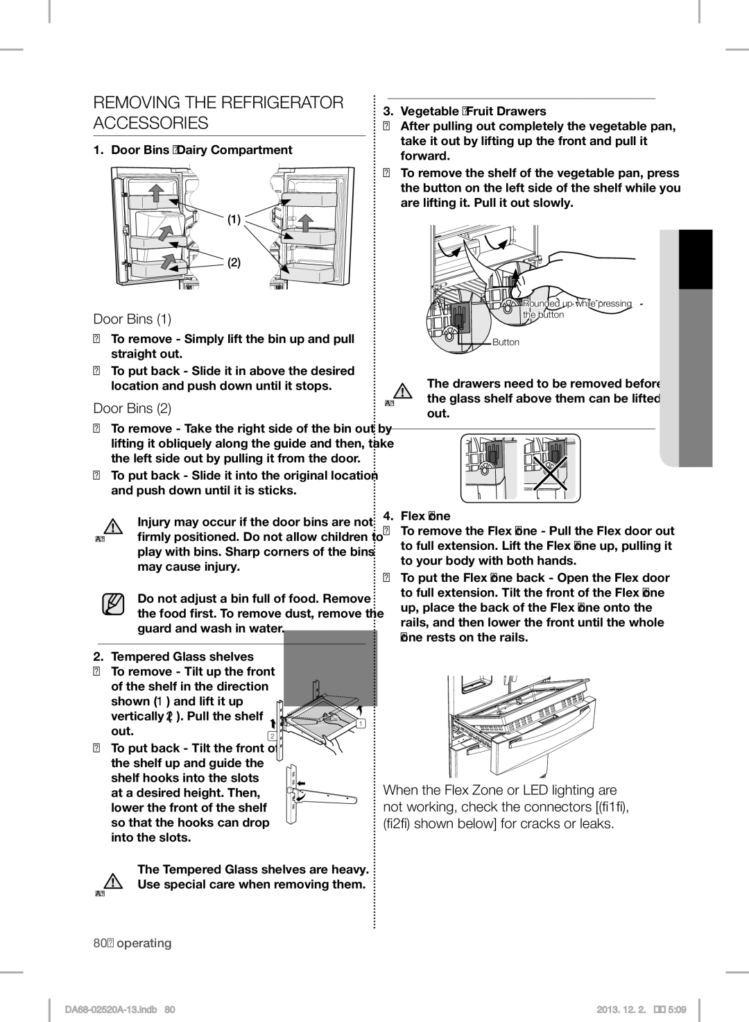 Samsung RF4289HAR Removing the Refrigerator Accessories, Door Bins, To remove Simply lift the bin up and pull straight out 