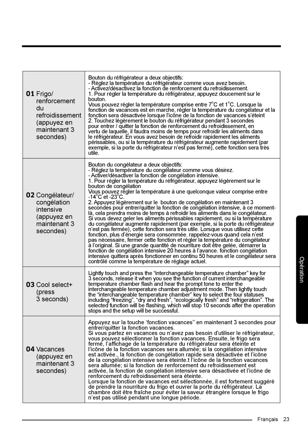 Samsung RF50K5920S8/EF manual Refroidissement 