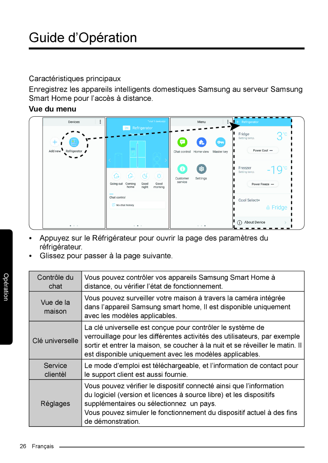 Samsung RF50K5920S8/EF manual Vue du menu 