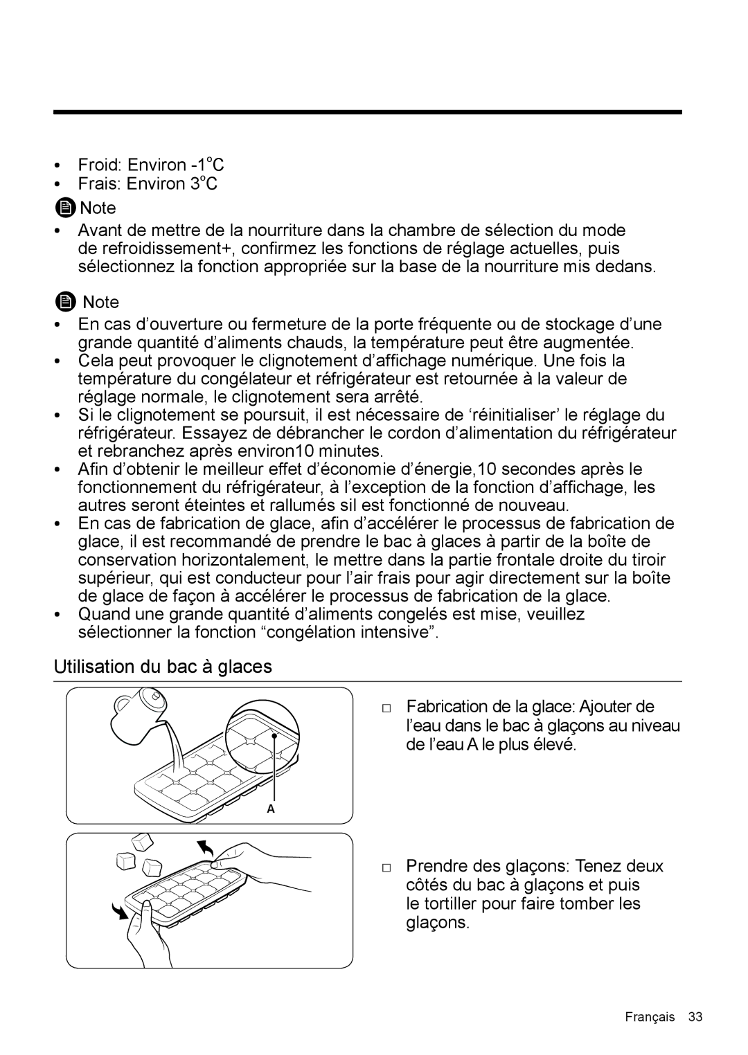 Samsung RF50K5920S8/EF manual Utilisation du bac à glaces 