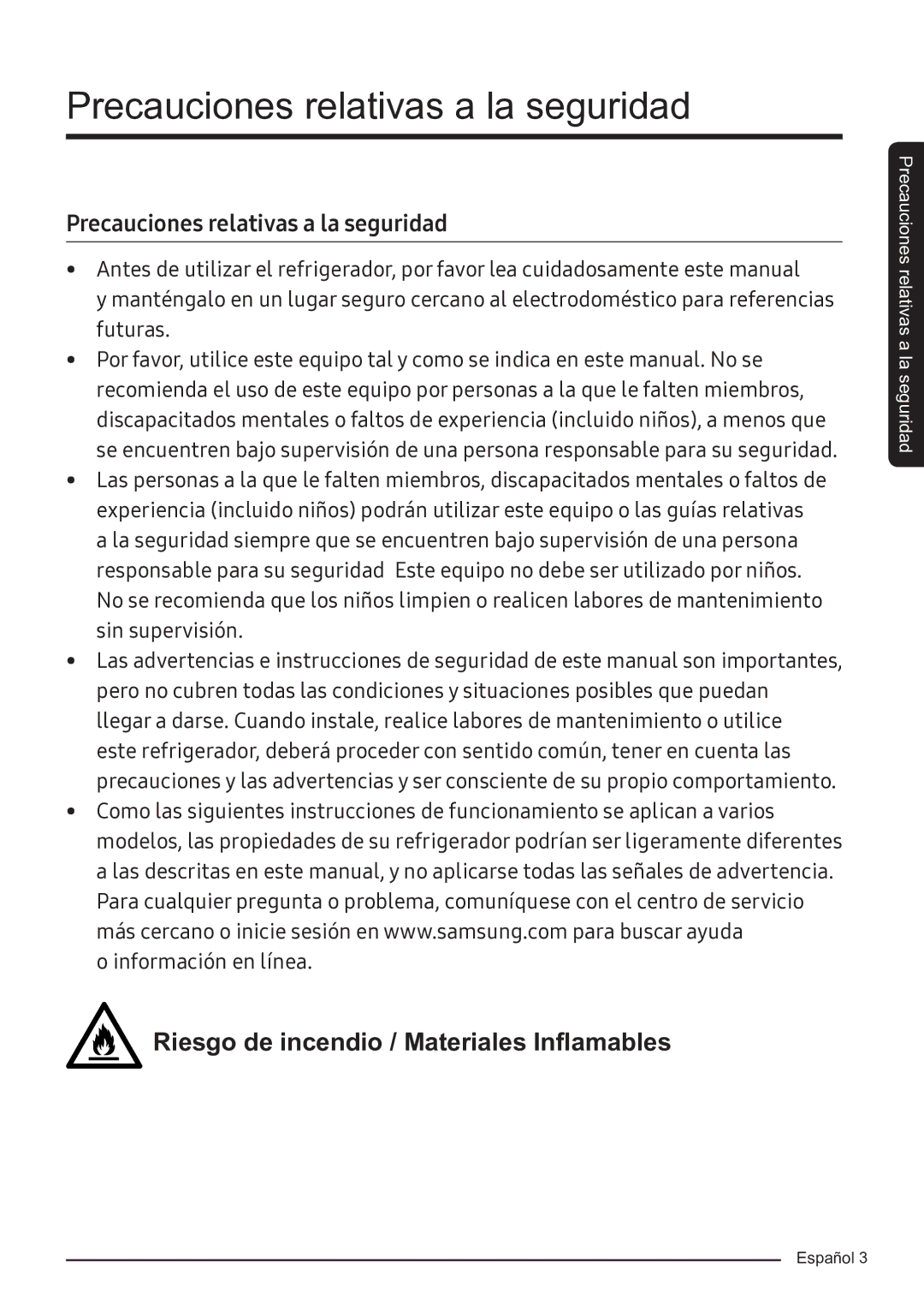 Samsung RF50K5920S8/ES manual Precauciones relativas a la seguridad 