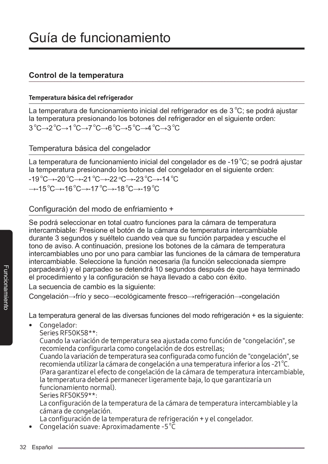 Samsung RF50K5920S8/ES manual Control de la temperatura 