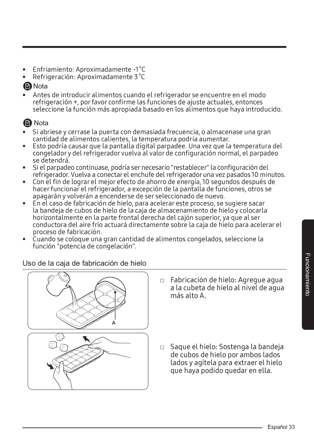 Samsung RF50K5920S8/ES manual Funcionamiento 