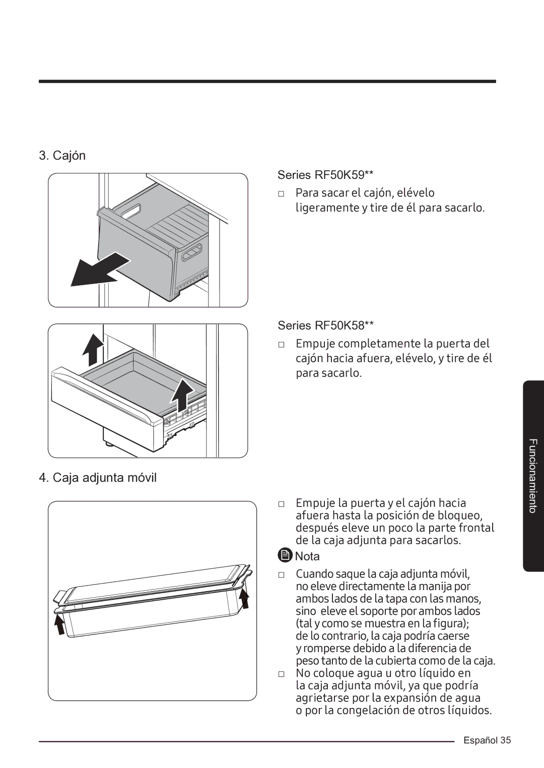 Samsung RF50K5920S8/ES manual Cajón 