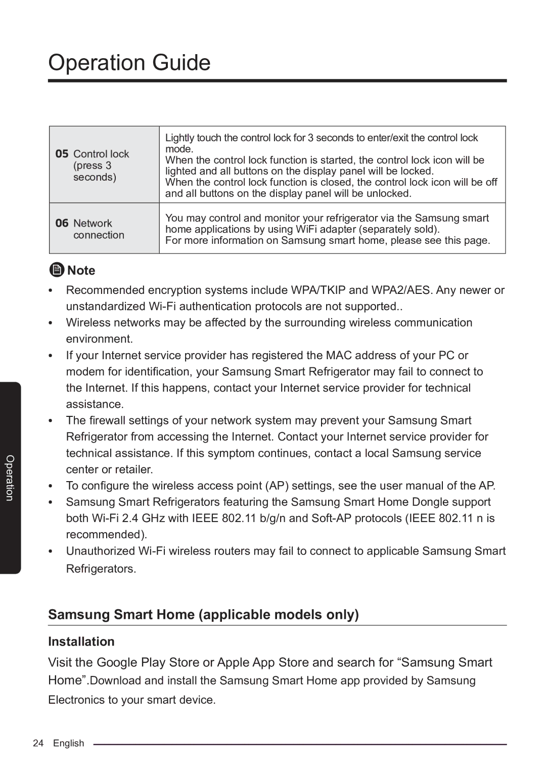 Samsung RF50K5920S8/ES manual Samsung Smart Home applicable models only, Installation 