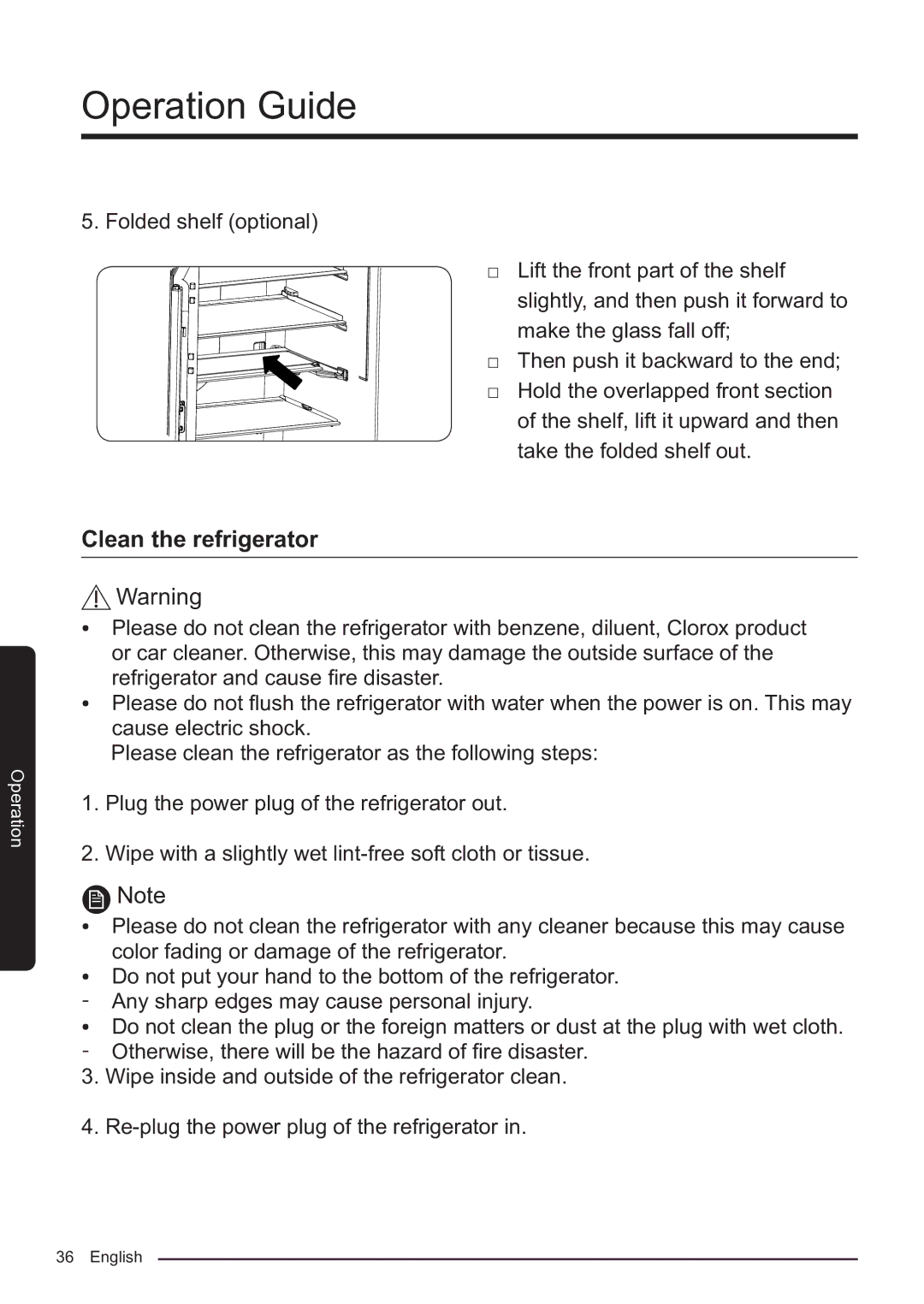 Samsung RF50K5920S8/ES manual Clean the refrigerator 