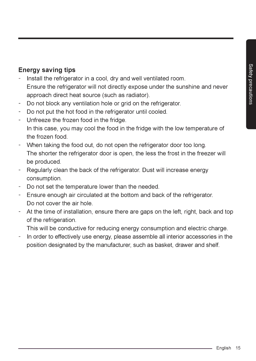 Samsung RF50K5920FG/ML, RF50K5920S8/ML manual Energy saving tips 