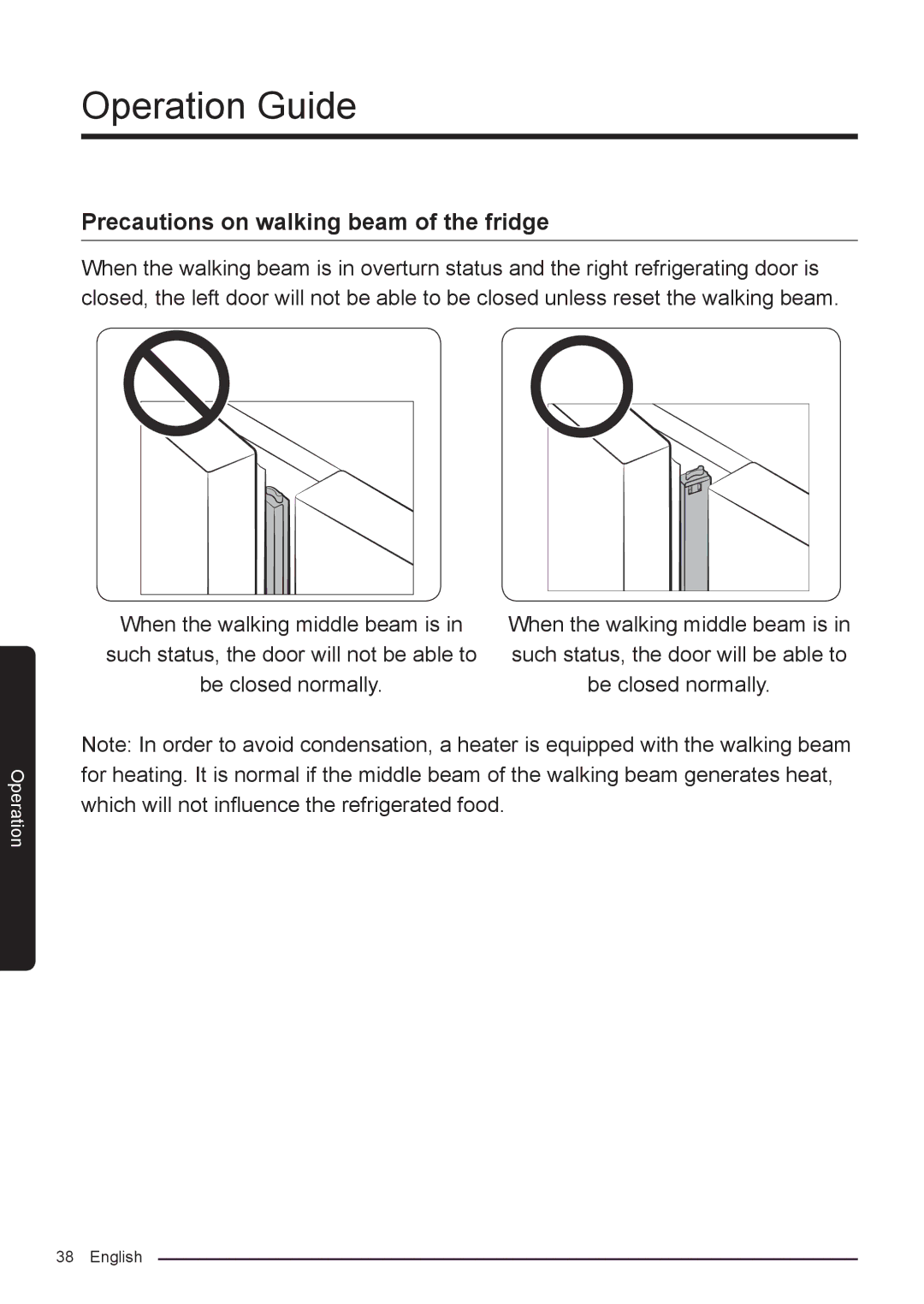 Samsung RF50K5920S8/ML, RF50K5920FG/ML manual Precautions on walking beam of the fridge 