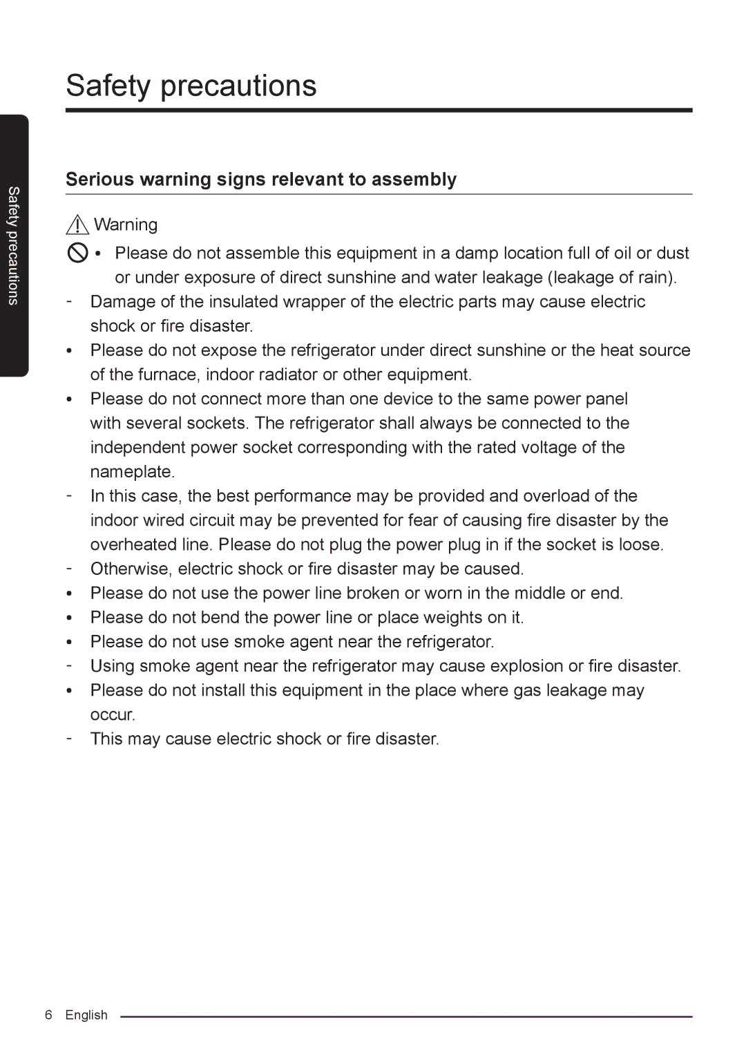 Samsung RF50K5920S8/ML, RF50K5920FG/ML manual Serious warning signs relevant to assembly 