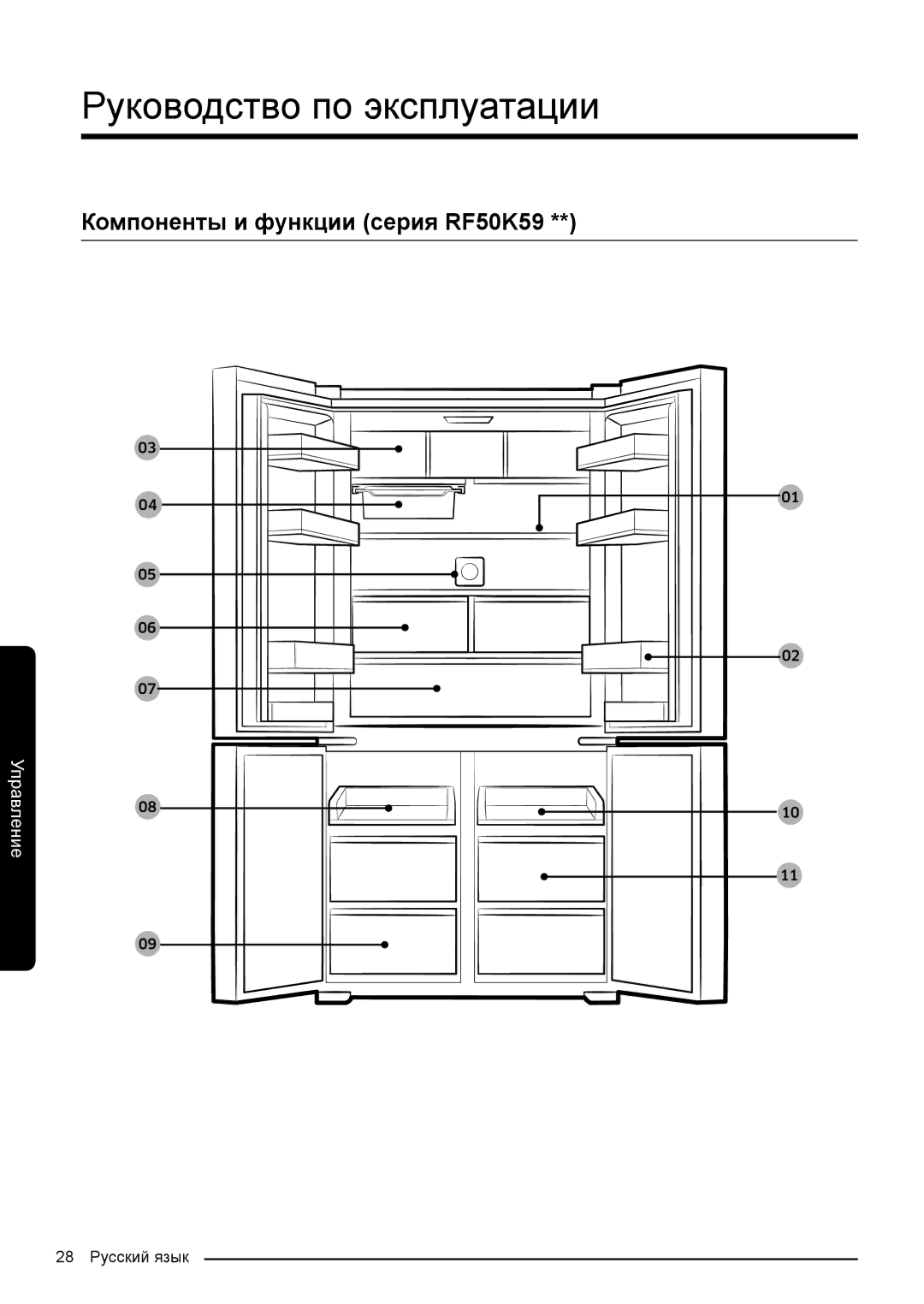 Samsung RF50K5920S8/WT, RF50K5961DP/WT manual Компоненты и функции серия RF50K59 