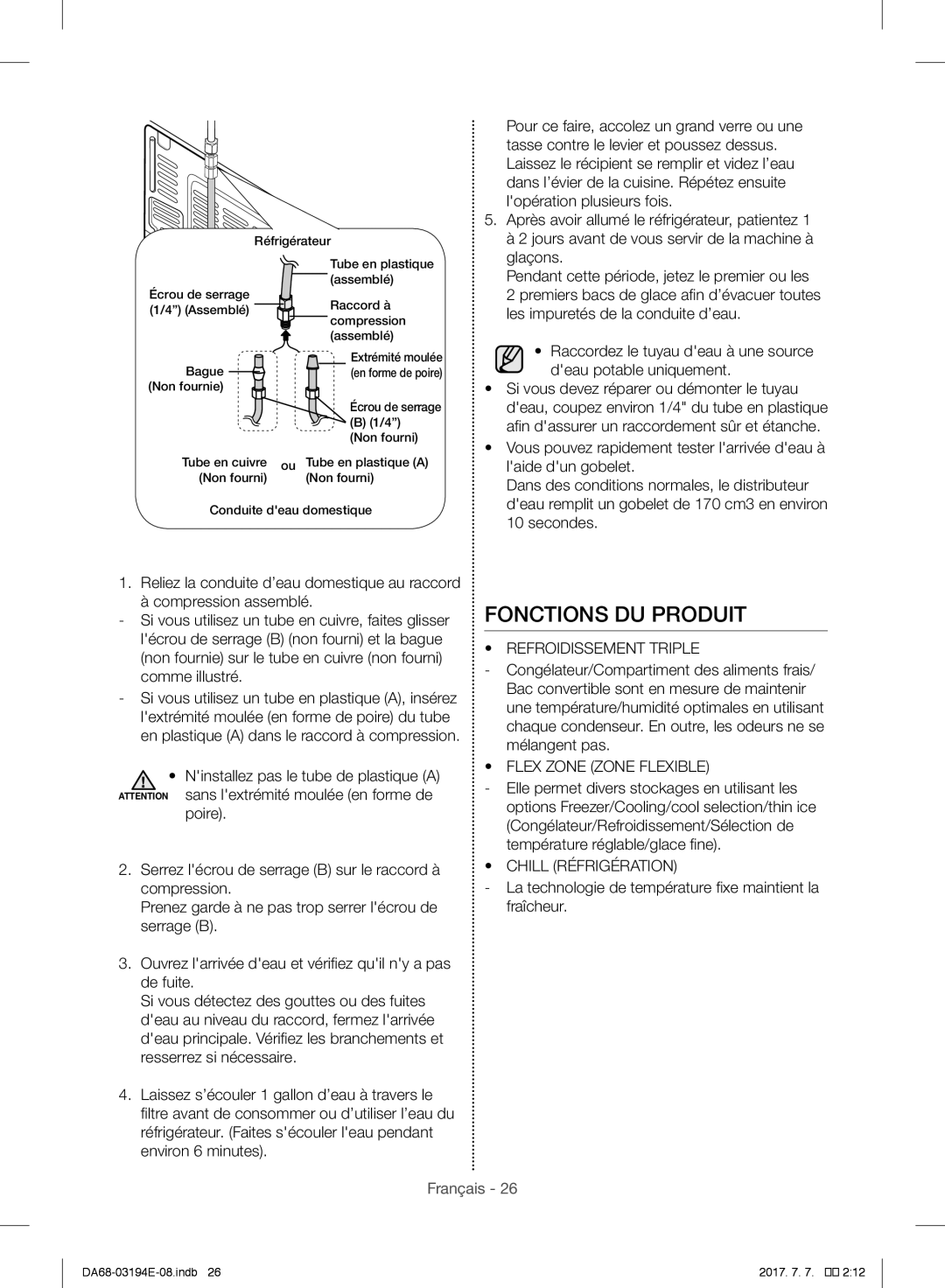 Samsung RF56J9040SR/EF manual Fonctions DU Produit, La technologie de température fixe maintient la fraîcheur 