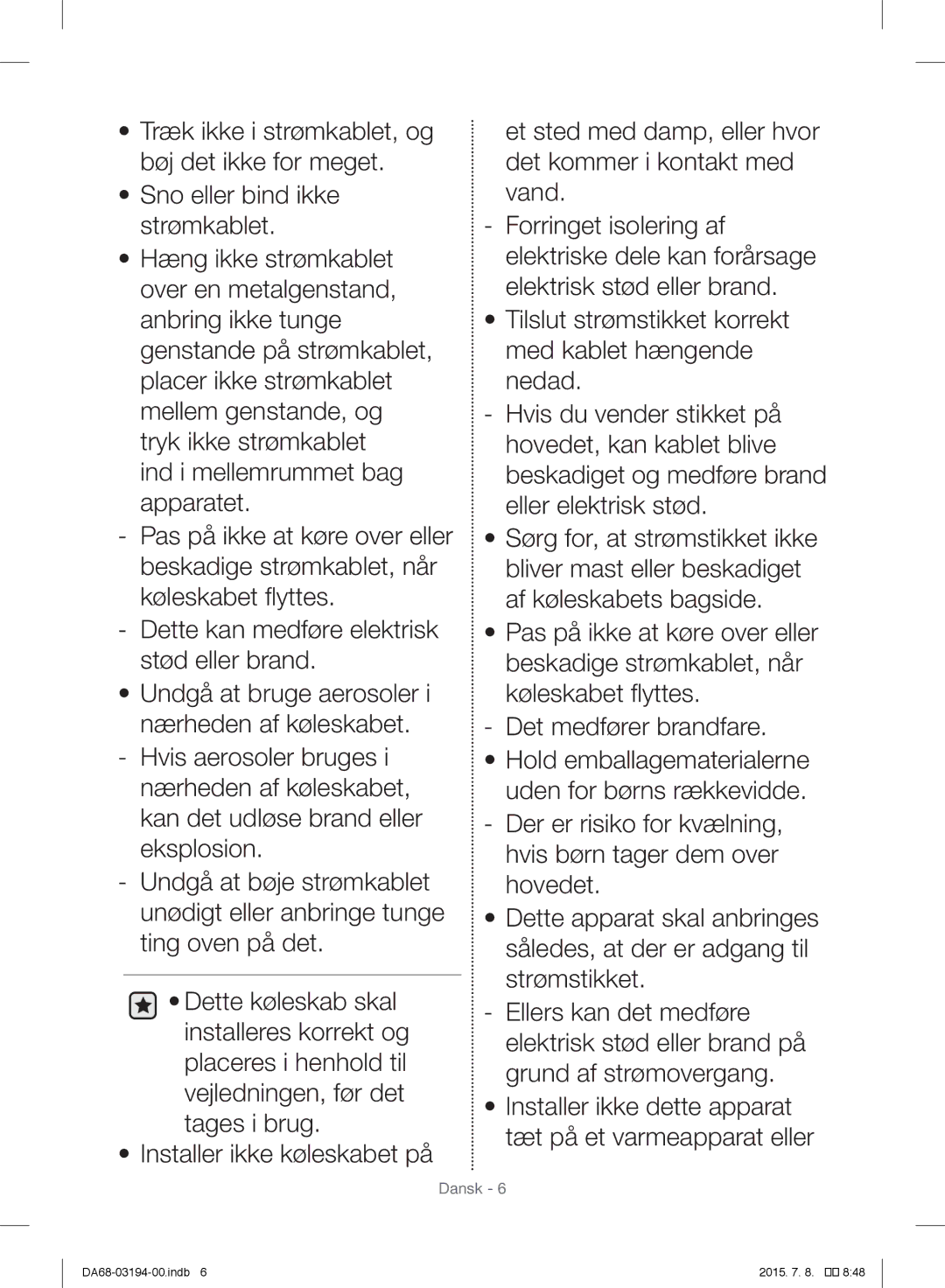 Samsung RF56J9040SR/EF manual Dansk 