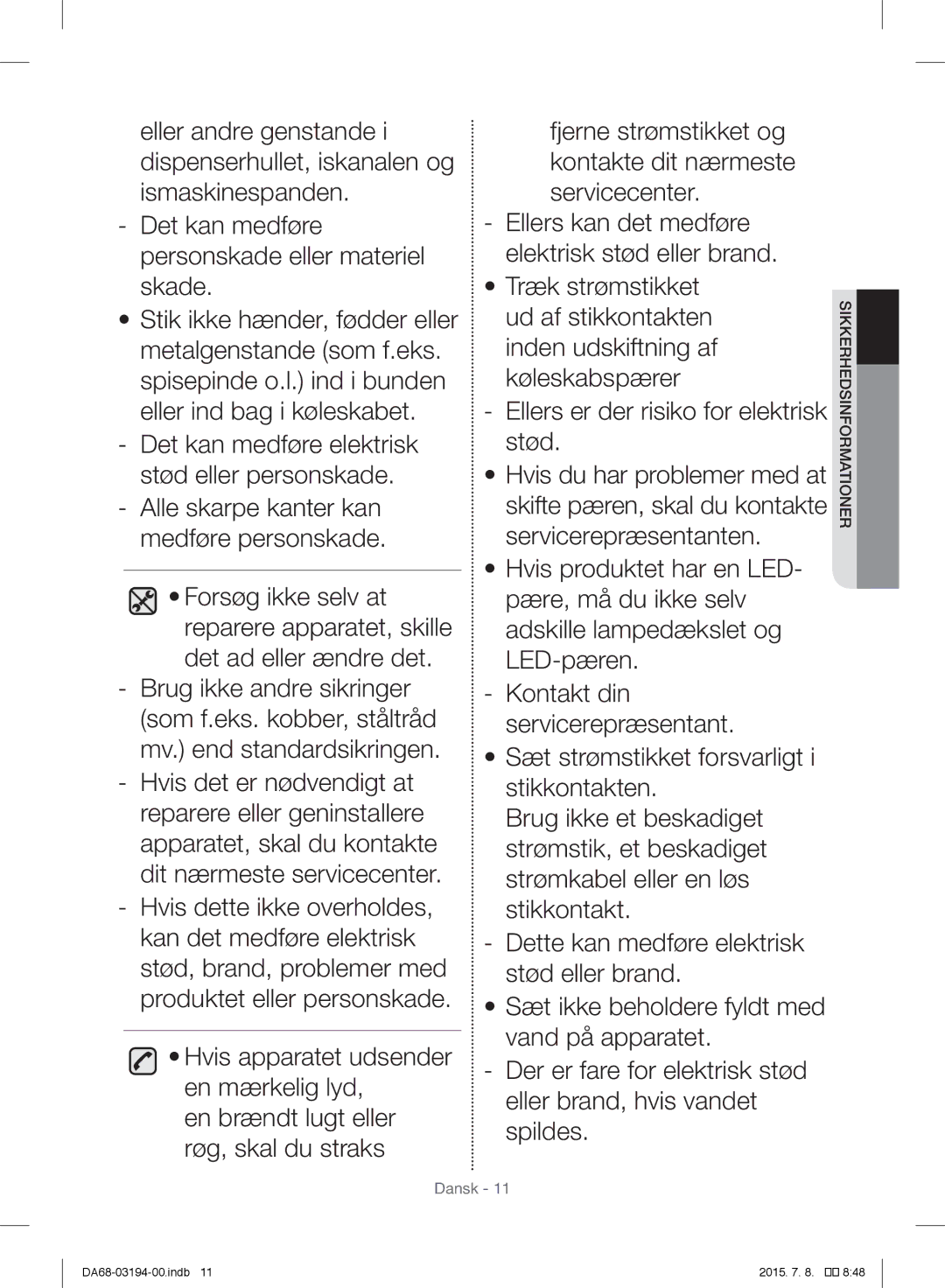 Samsung RF56J9040SR/EF manual Dansk 