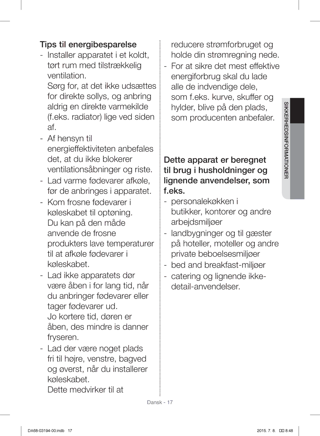 Samsung RF56J9040SR/EF manual Dansk 