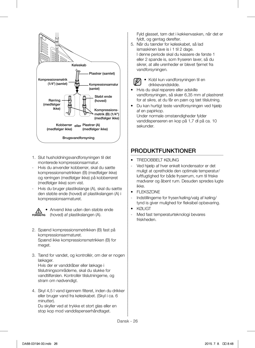 Samsung RF56J9040SR/EF manual Produktfunktioner, Med fast temperaturteknologi bevares friskheden 