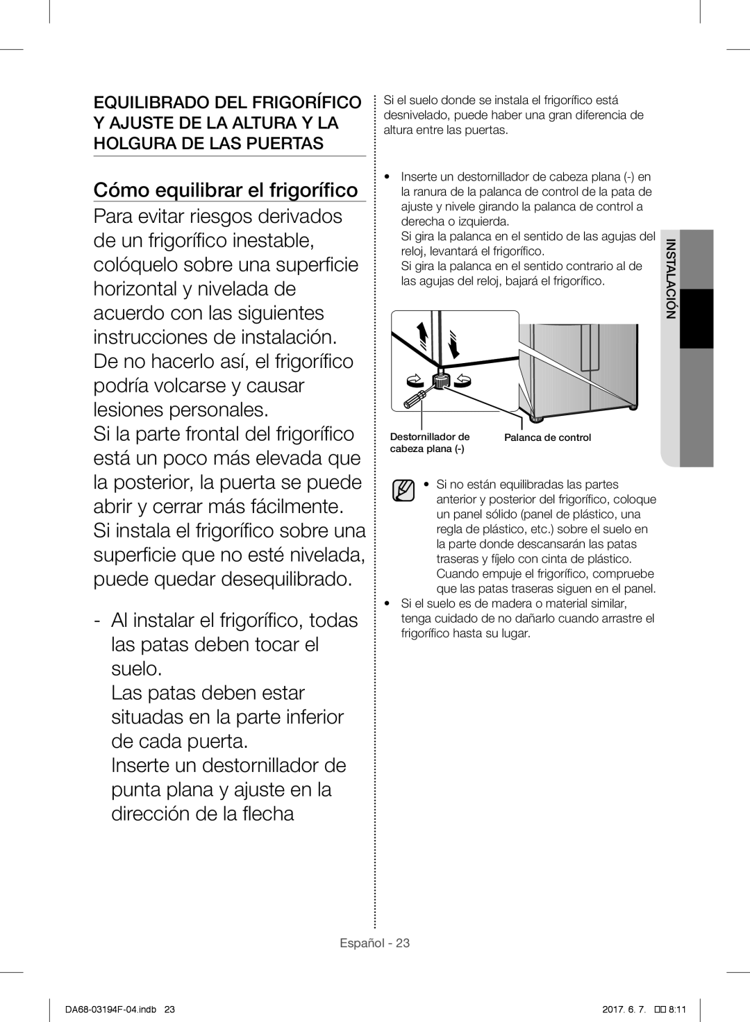 Samsung RF56J9041SR/EG, RF56J9040SR/EF, RF60J9000SL/ES, RF60J9021SR/ES, RF56J9041SR/EO manual Reloj, levantará el frigorífico 