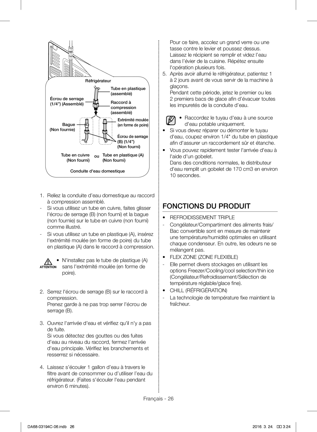 Samsung RF56J9041SR/EG manual Fonctions DU Produit, La technologie de température fixe maintient la fraîcheur 