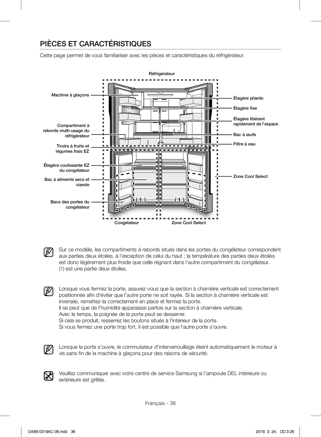 Samsung RF56J9041SR/EG manual Pièces ET Caractéristiques 