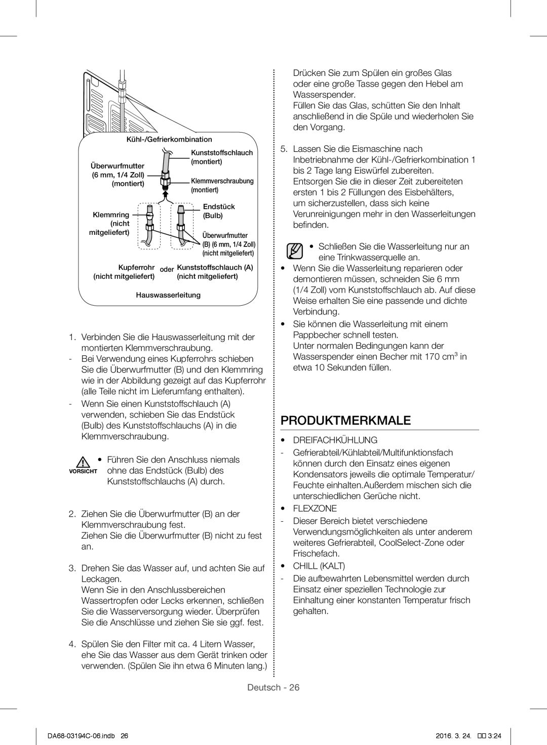 Samsung RF56J9041SR/EG manual Produktmerkmale, Dreifachkühlung 