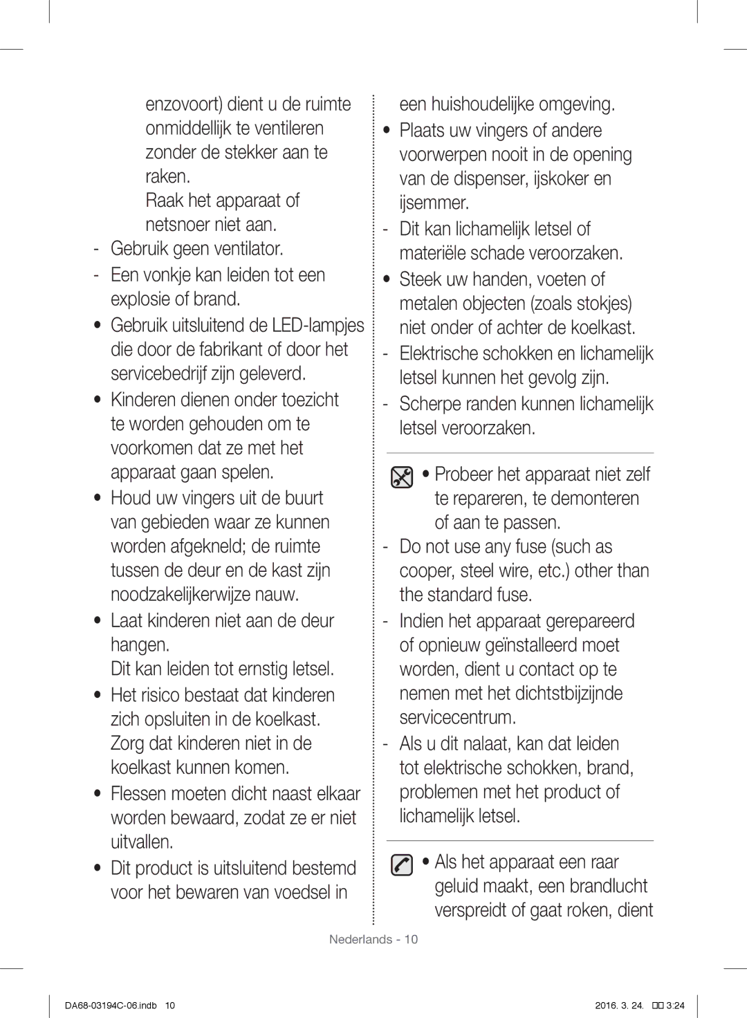 Samsung RF56J9041SR/EG manual Scherpe randen kunnen lichamelijk letsel veroorzaken 