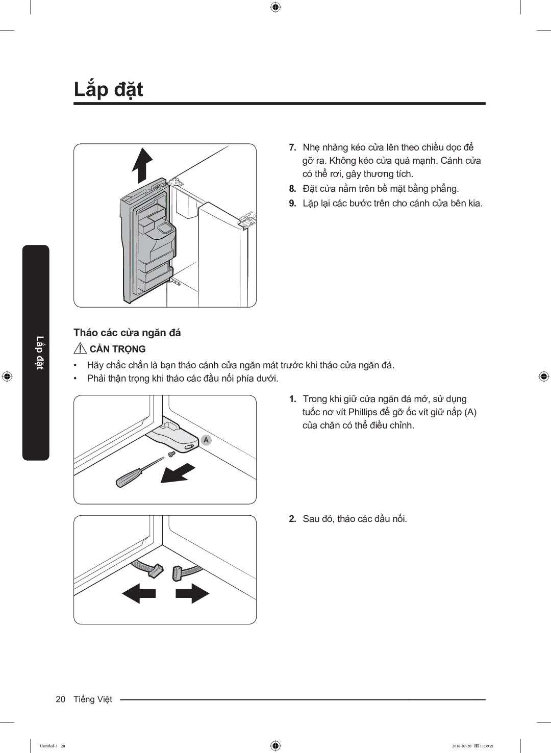 Samsung RF56K9041SG/SV manual Tháo các cửa ngăn đá 