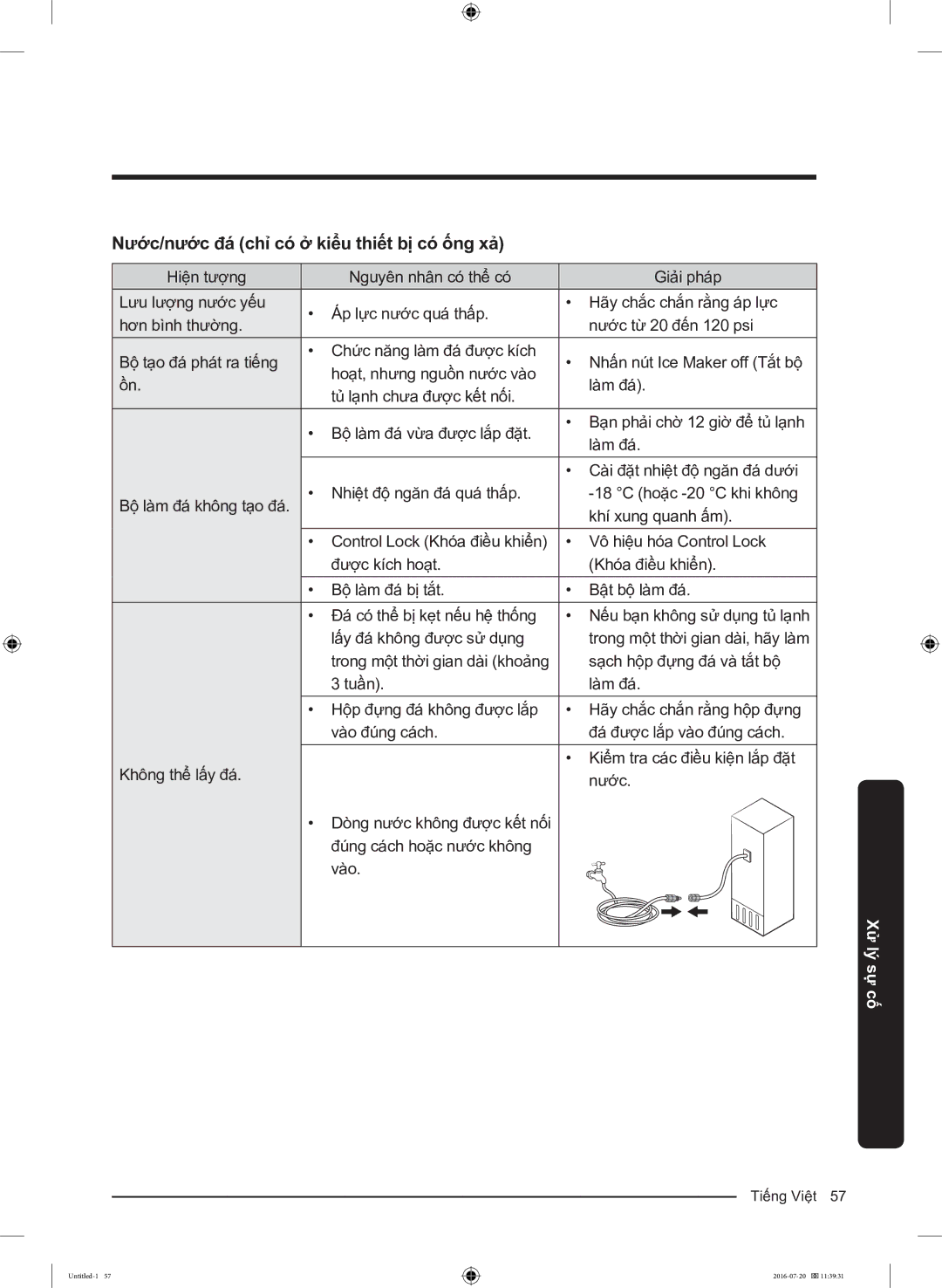 Samsung RF56K9041SG/SV manual Nước/nước đá chỉ có ở kiểu thiết bị có ống xả 