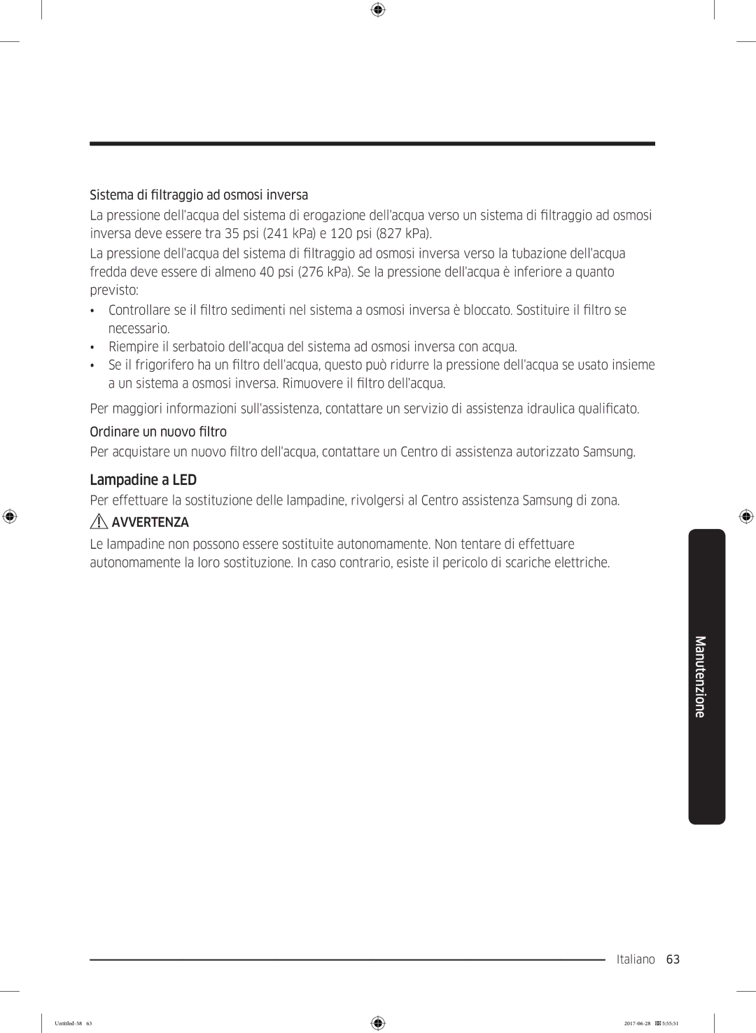 Samsung RF56K9041SR/ES manual Lampadine a LED 