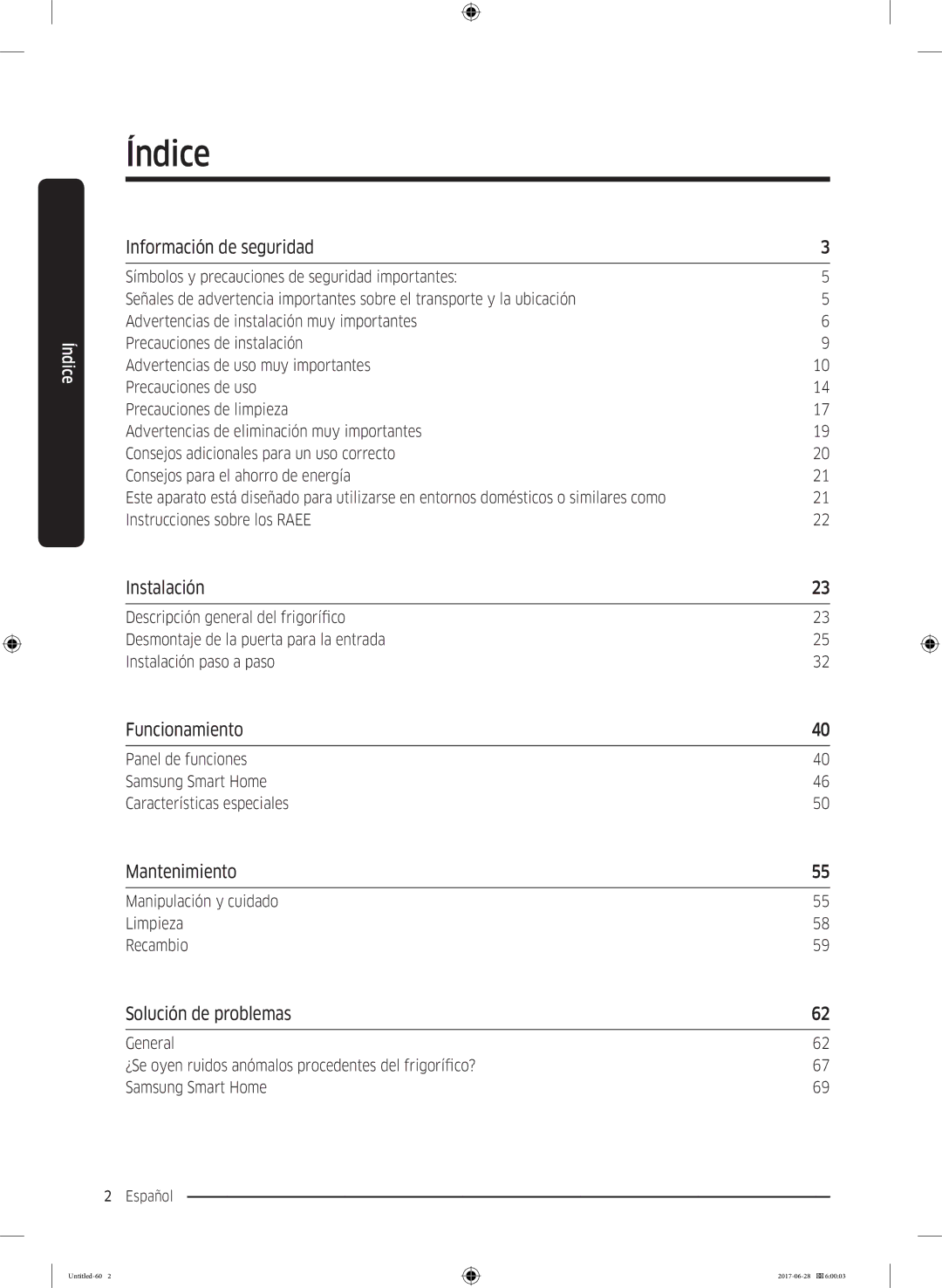 Samsung RF56K9041SR/ES manual Índice 