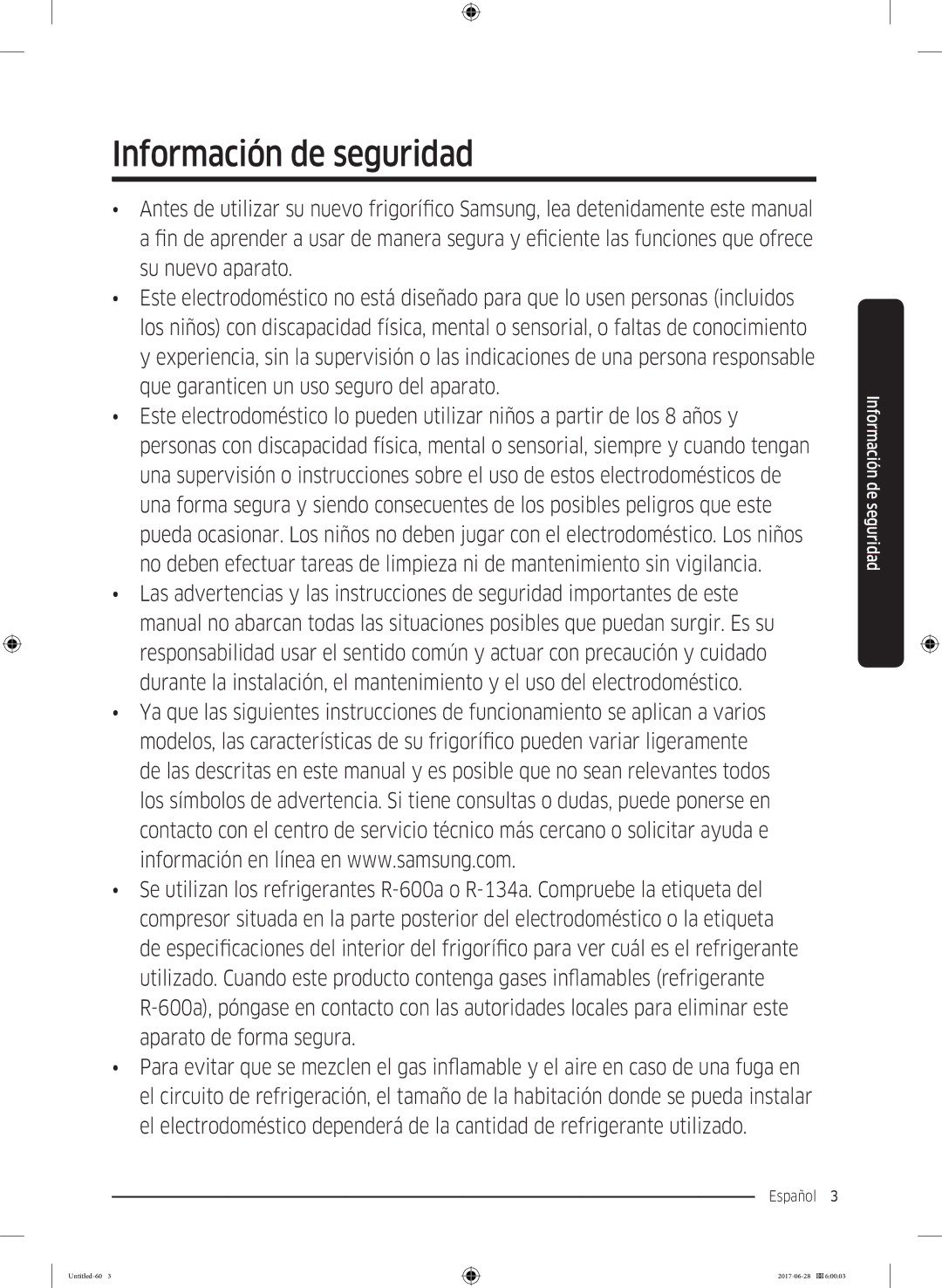 Samsung RF56K9041SR/ES manual Información de seguridad 