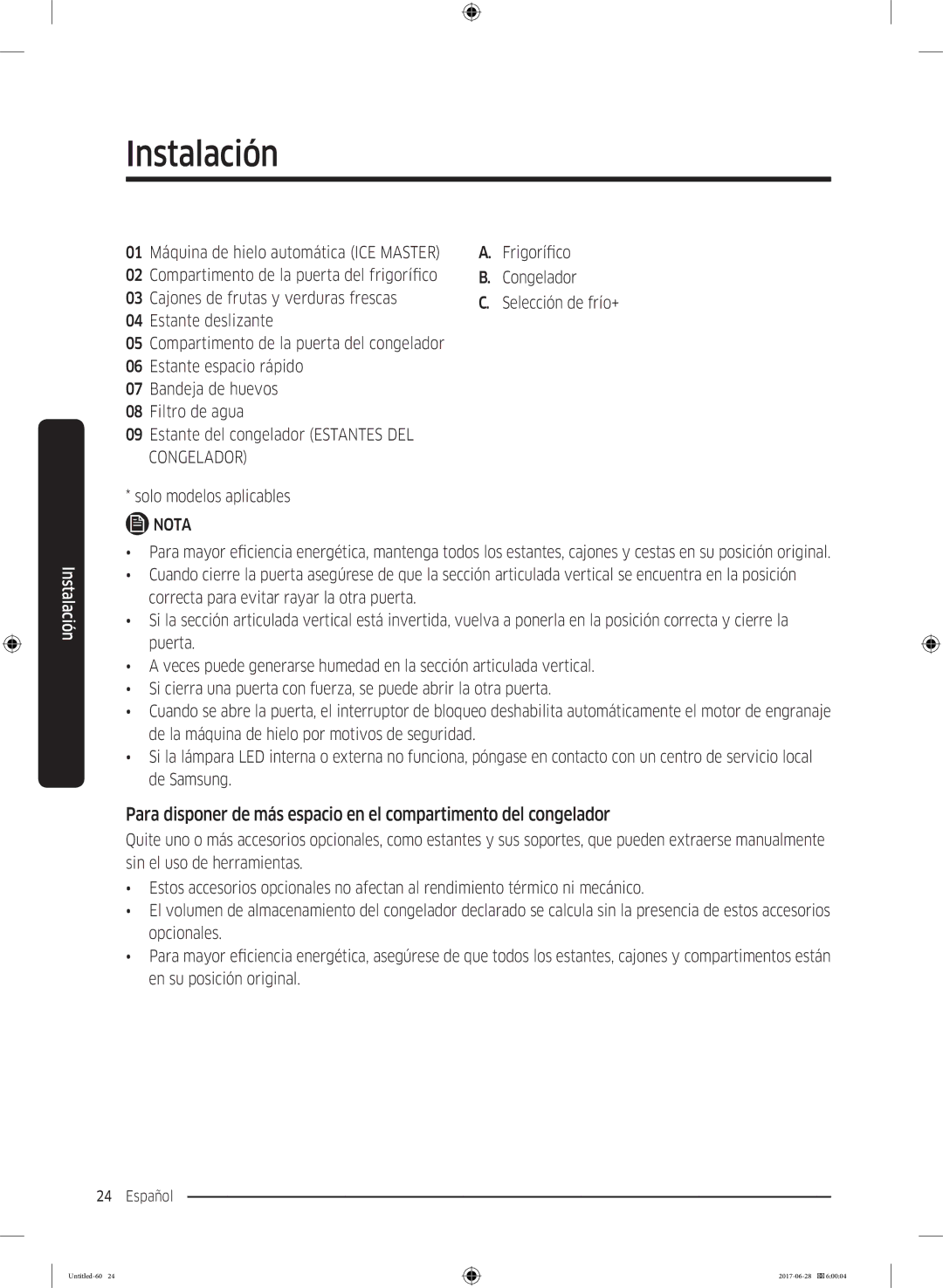 Samsung RF56K9041SR/ES manual Frigorífico Congelador‎ Selección de frío+ 