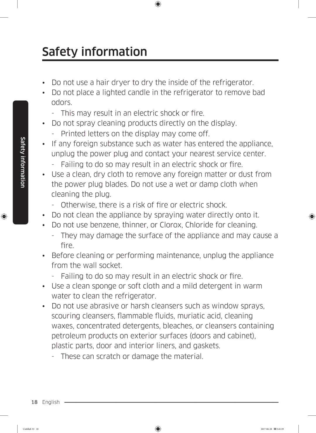 Samsung RF56K9041SR/ES manual Safety information 