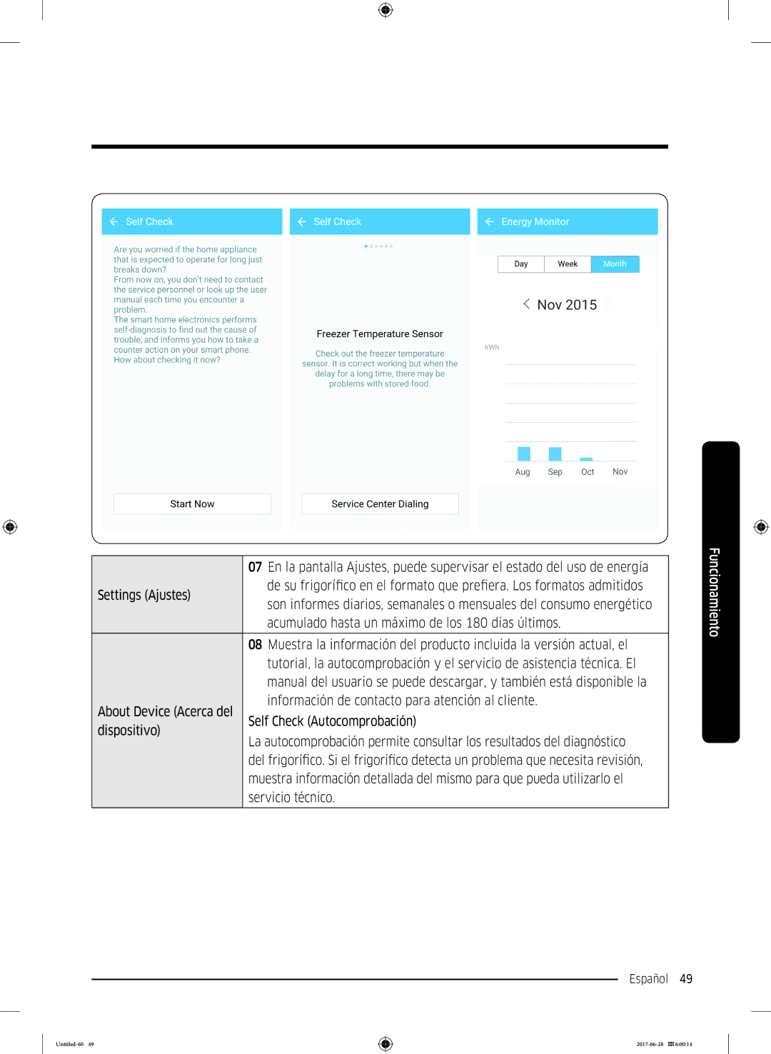 Samsung RF56K9041SR/ES manual Acumulado hasta un máximo de los 180 días últimos, Self Check Autocomprobación 