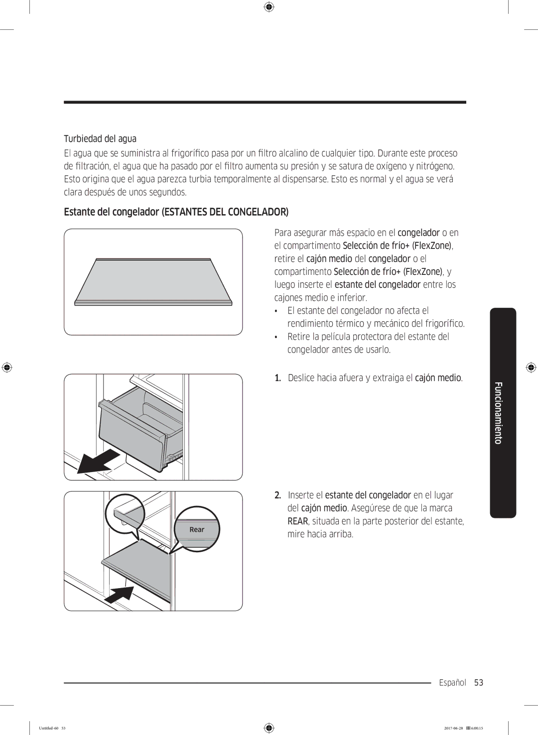 Samsung RF56K9041SR/ES manual Estante del congelador Estantes DEL Congelador 