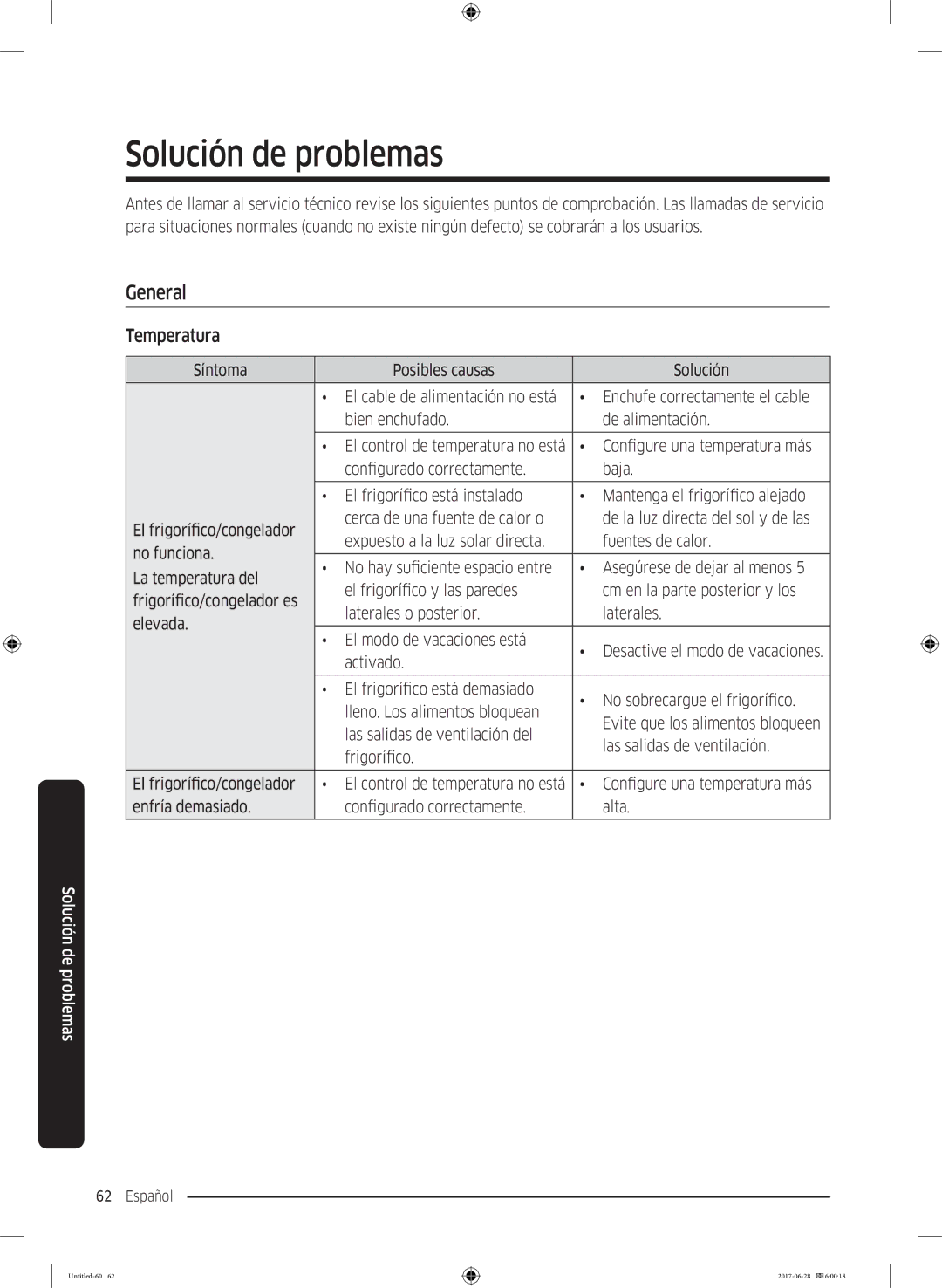 Samsung RF56K9041SR/ES manual Solución de problemas, General 