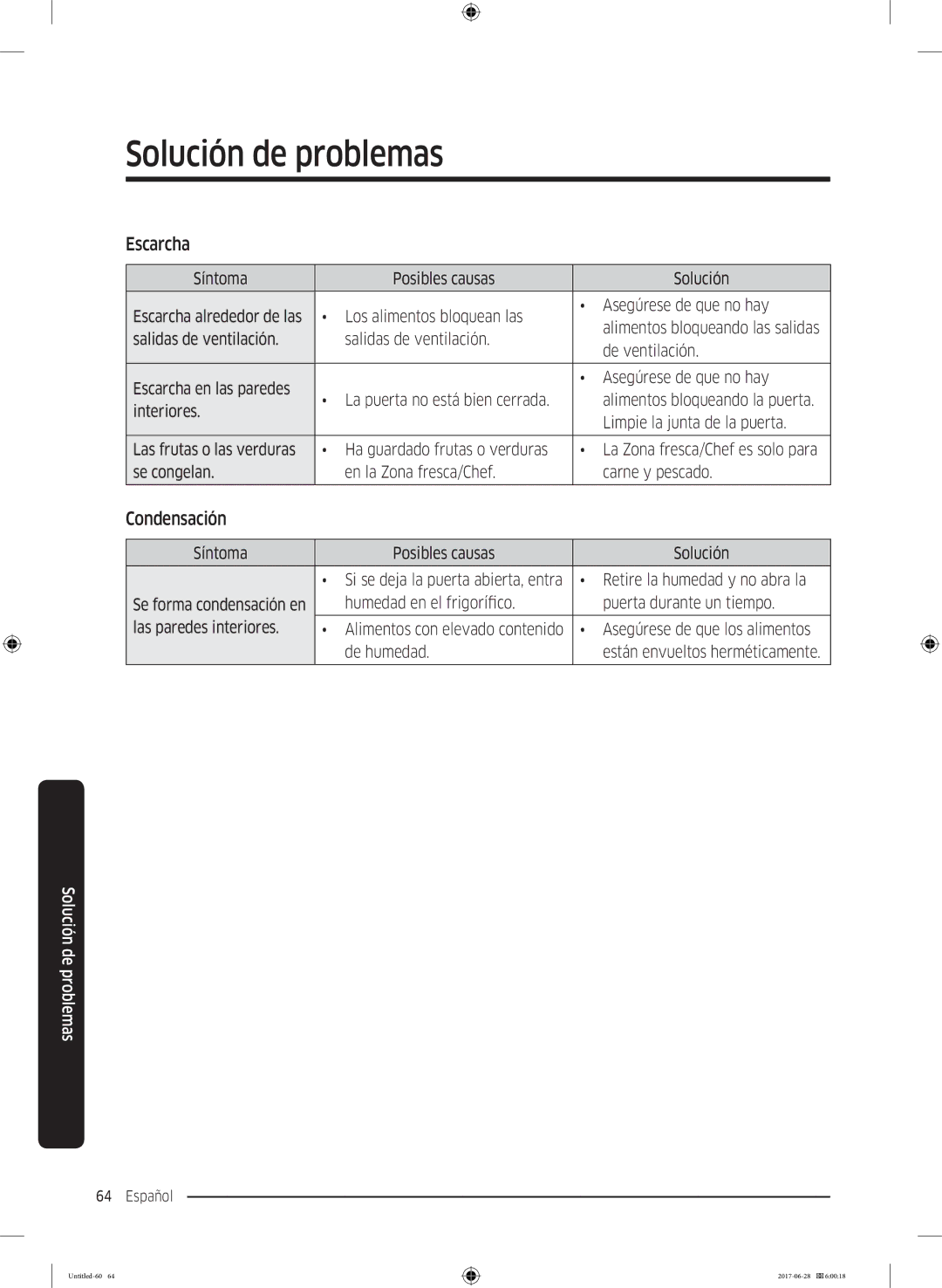 Samsung RF56K9041SR/ES manual Escarcha, Condensación 