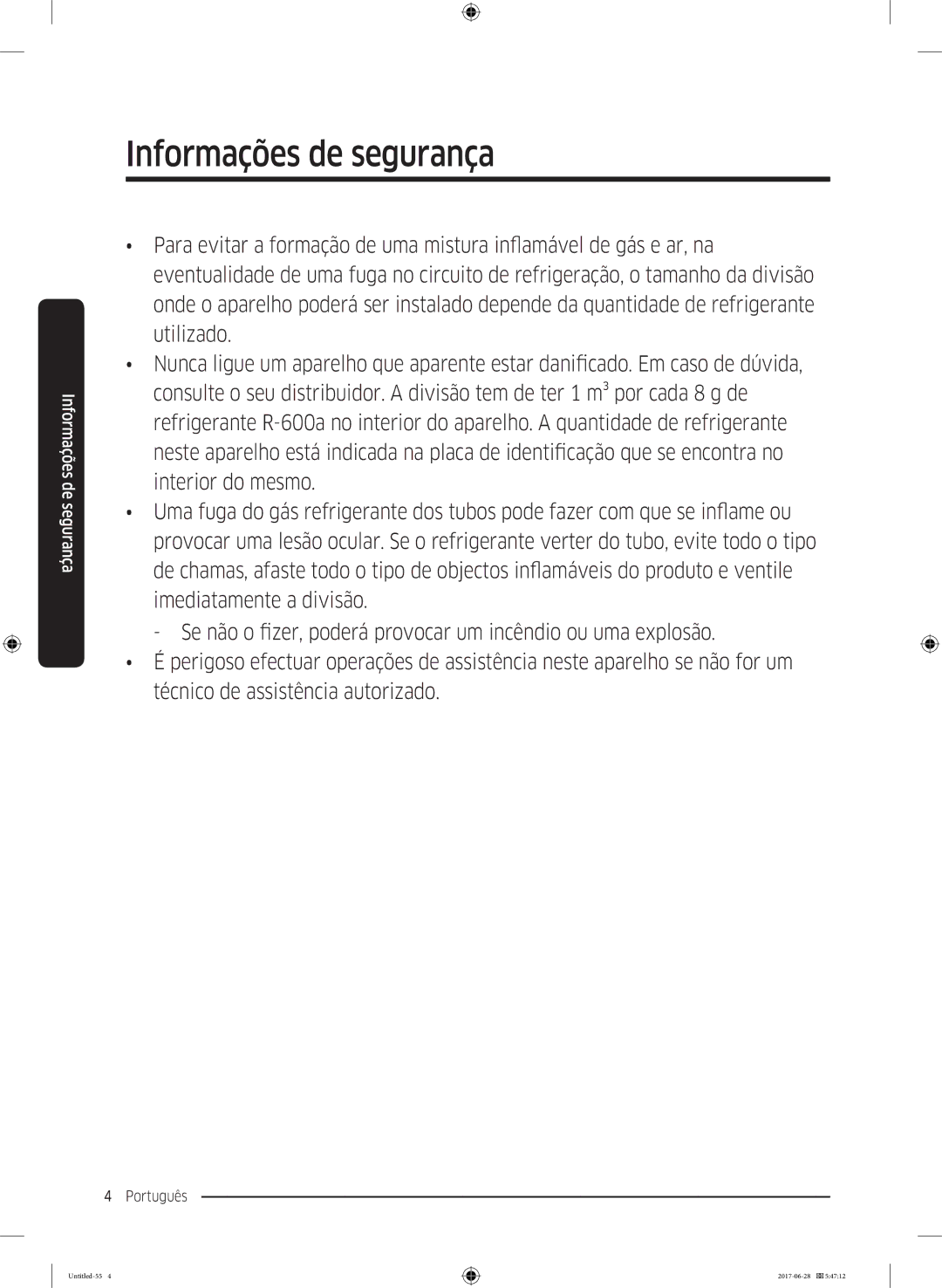 Samsung RF56K9041SR/ES manual Informações de segurança 