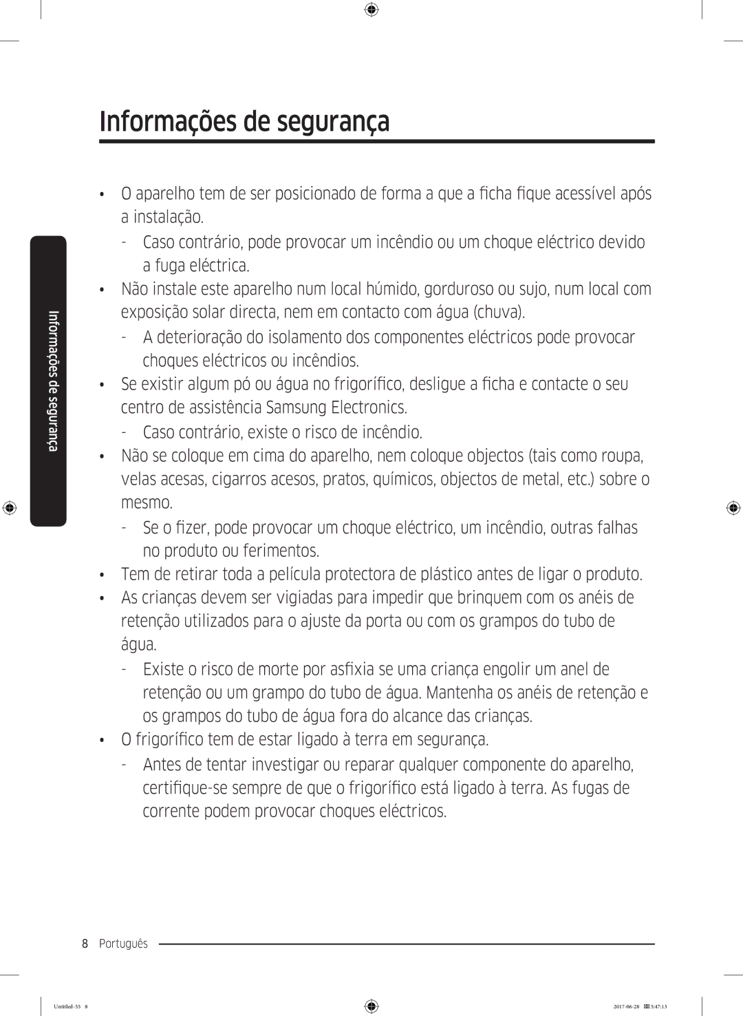 Samsung RF56K9041SR/ES manual Informações de segurança 