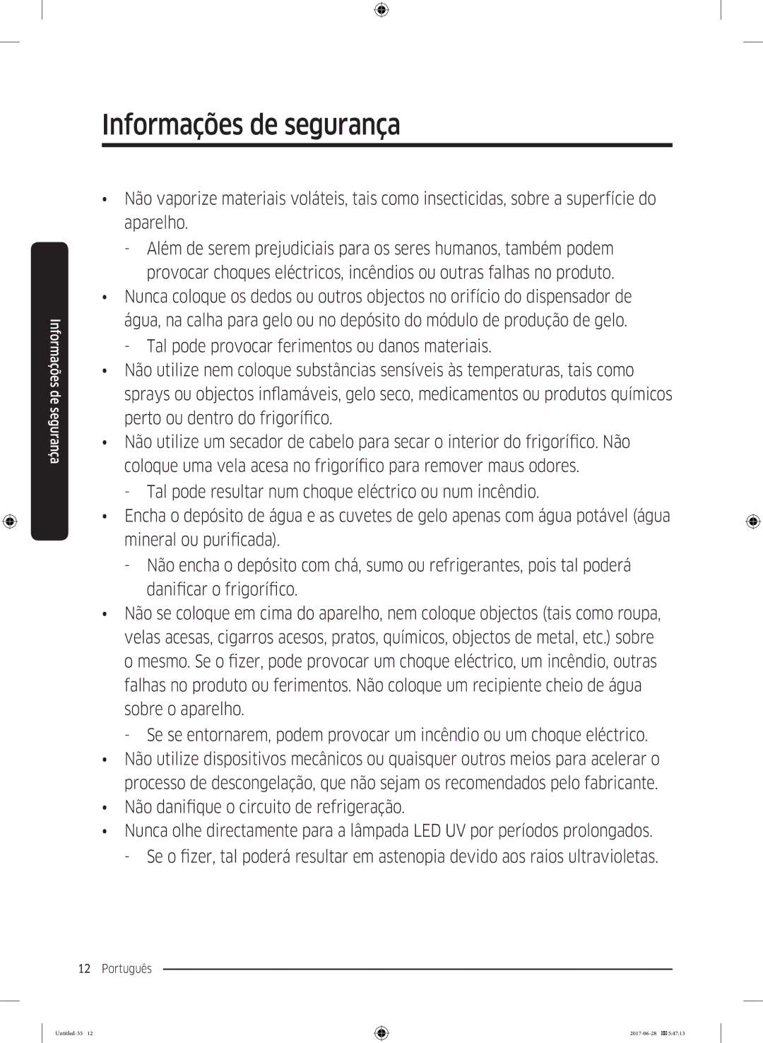 Samsung RF56K9041SR/ES manual Informações de segurança 