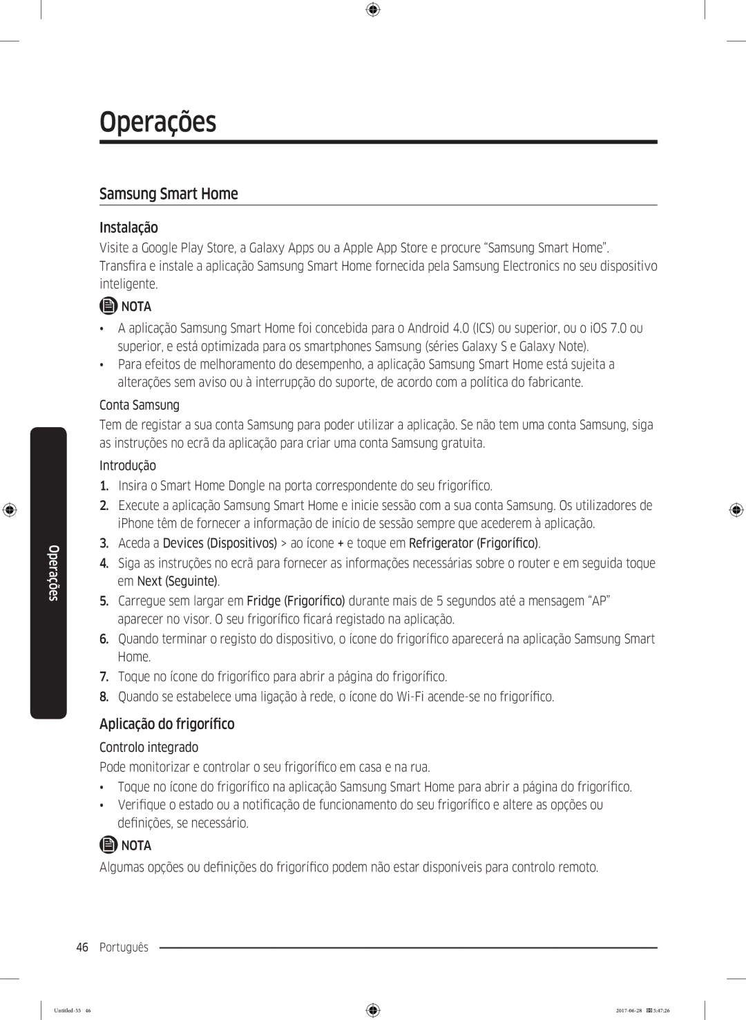 Samsung RF56K9041SR/ES manual Samsung Smart Home, Aplicação do frigorífico 