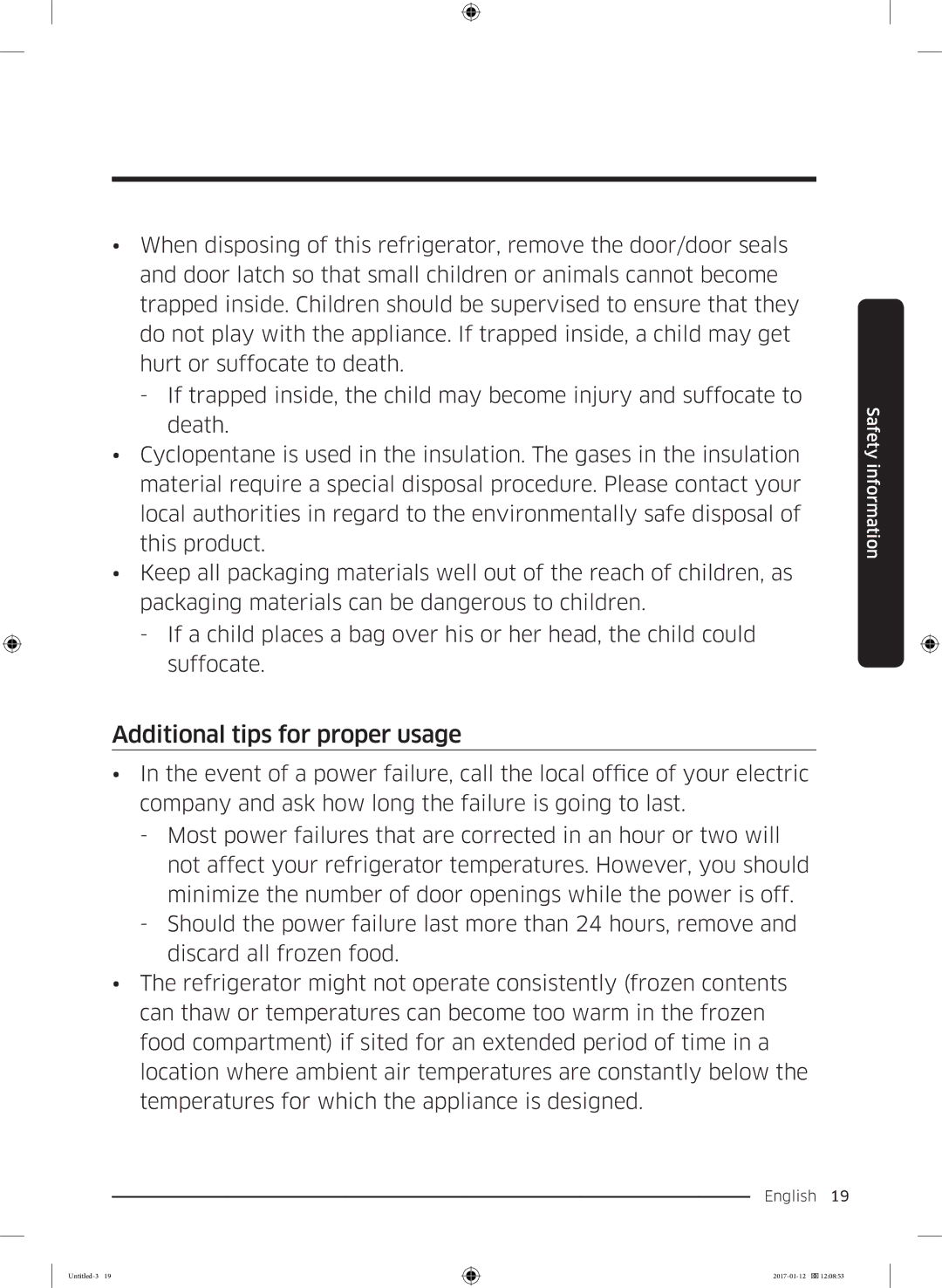 Samsung RF56K9540SR/EU manual Additional tips for proper usage 