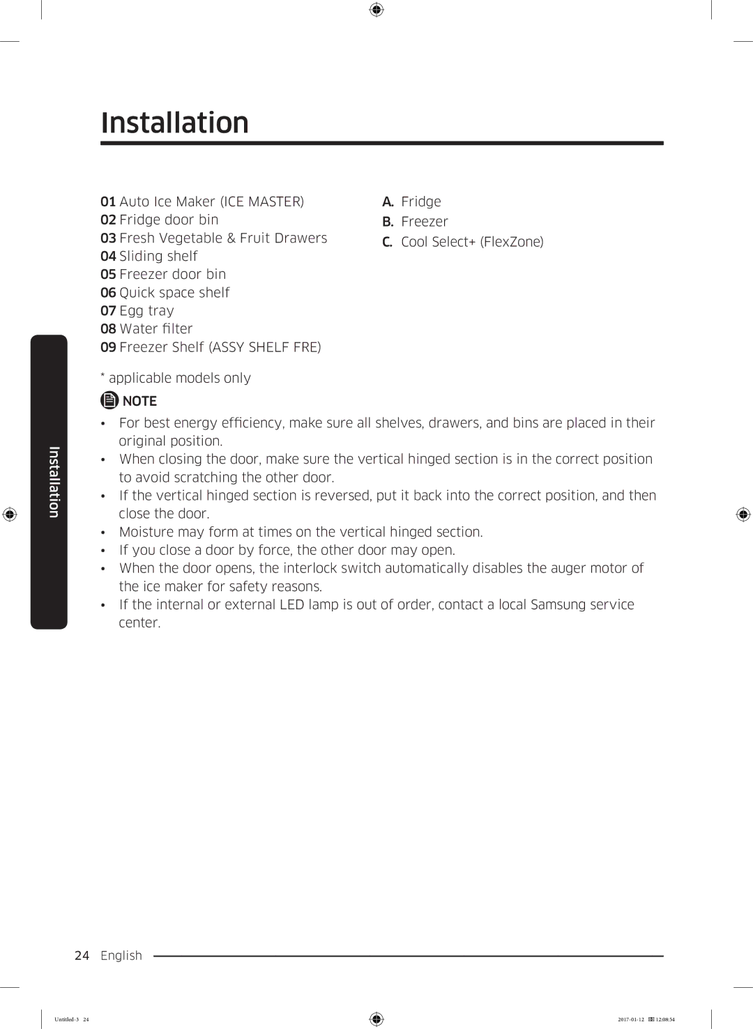 Samsung RF56K9540SR/EU manual Installation 