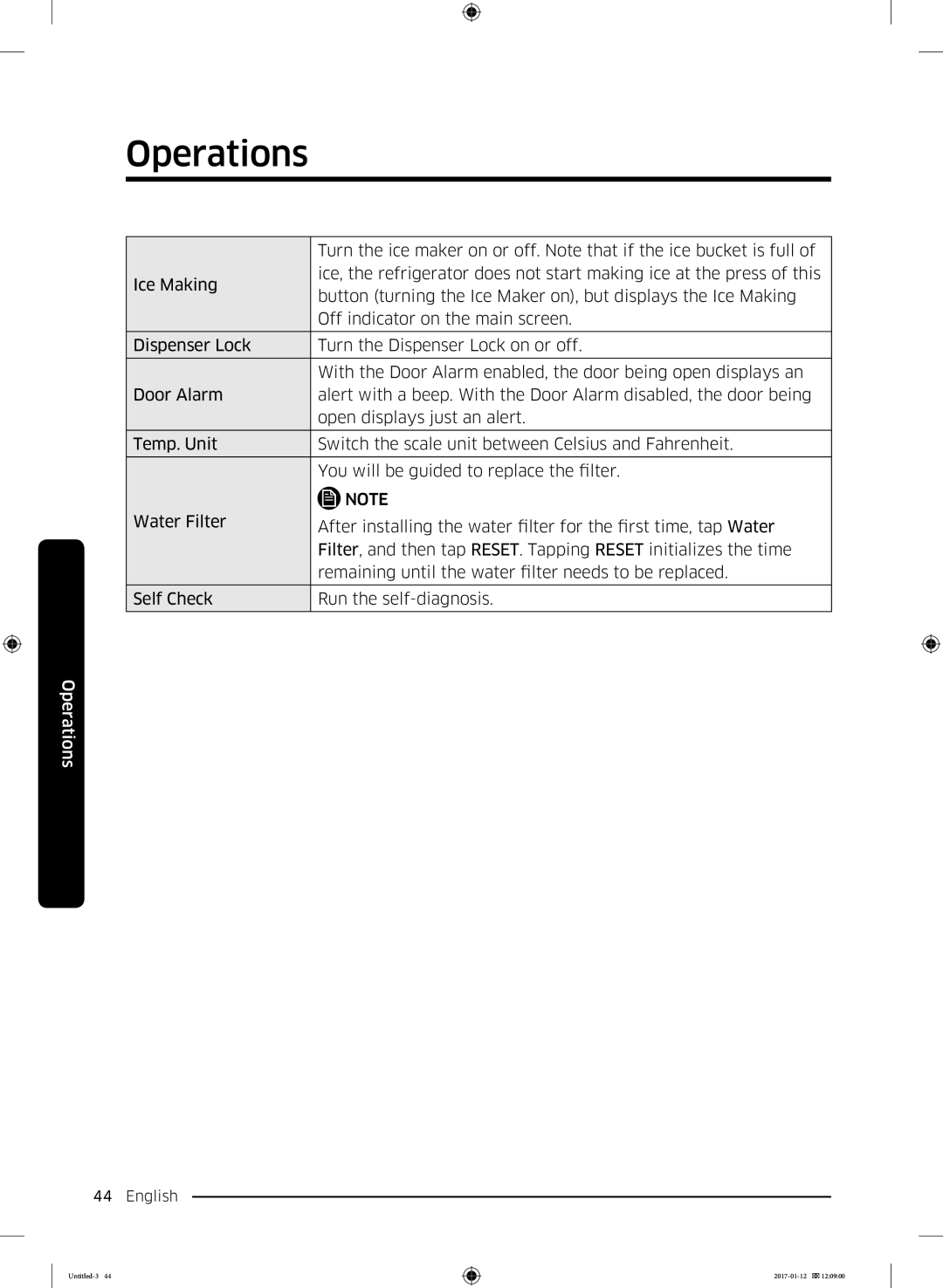 Samsung RF56K9540SR/EU manual Operations 