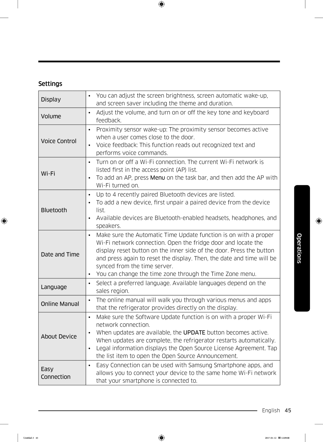 Samsung RF56K9540SR/EU manual Settings 