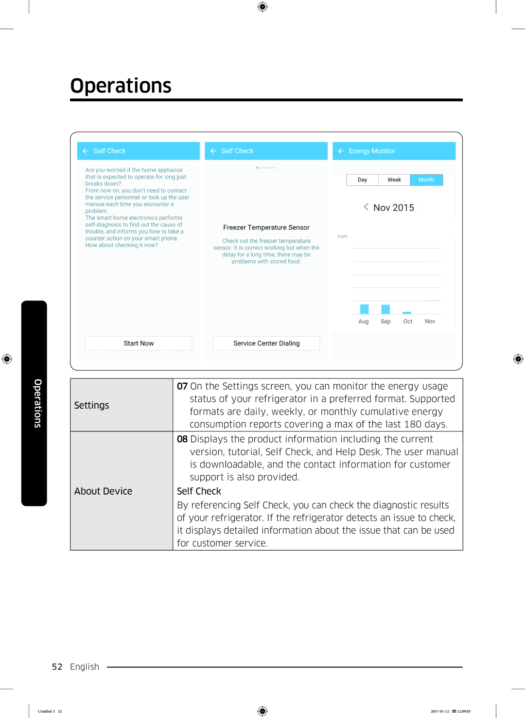 Samsung RF56K9540SR/EU manual On the Settings screen, you can monitor the energy usage 