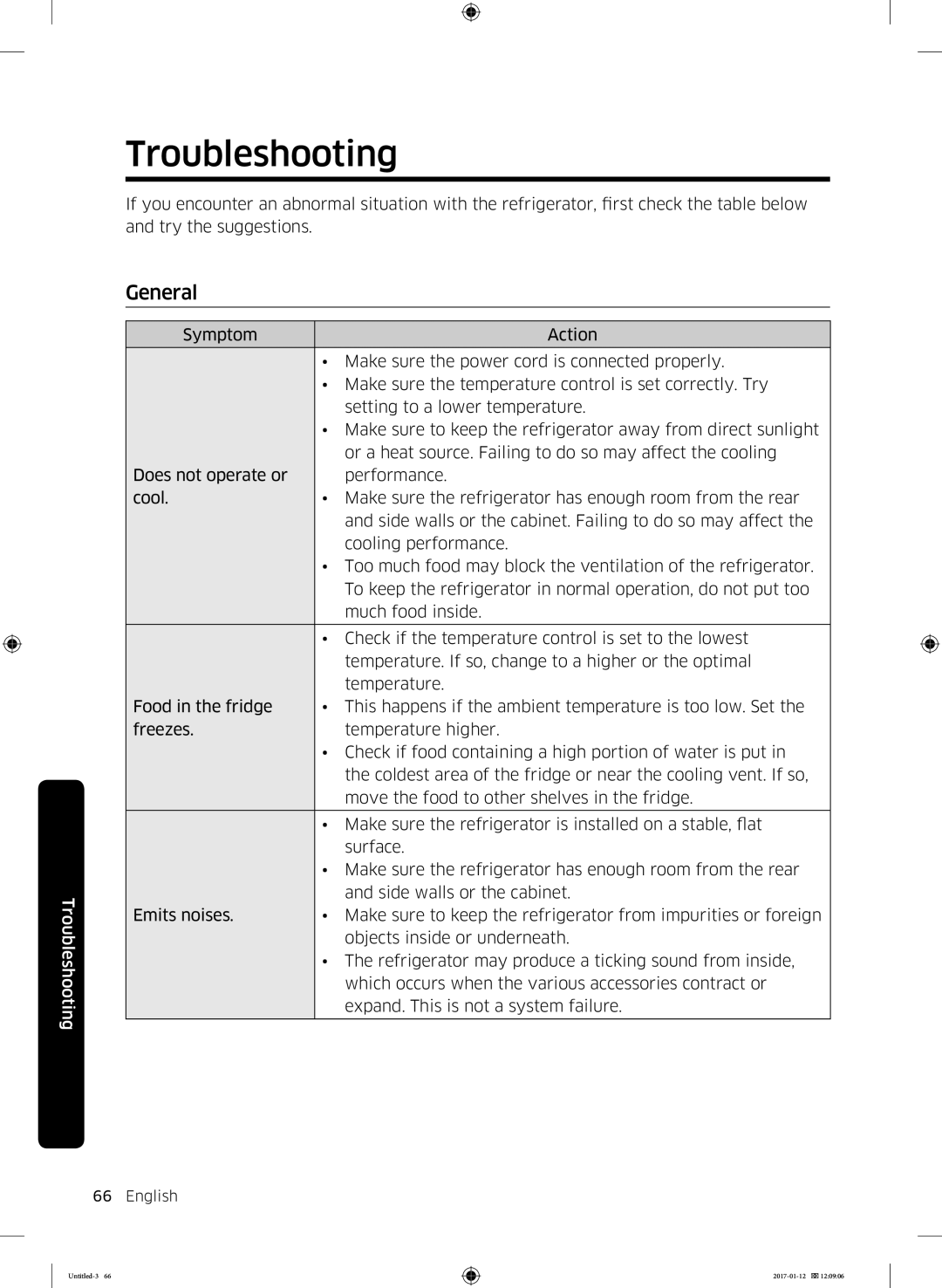 Samsung RF56K9540SR/EU manual Troubleshooting, General 